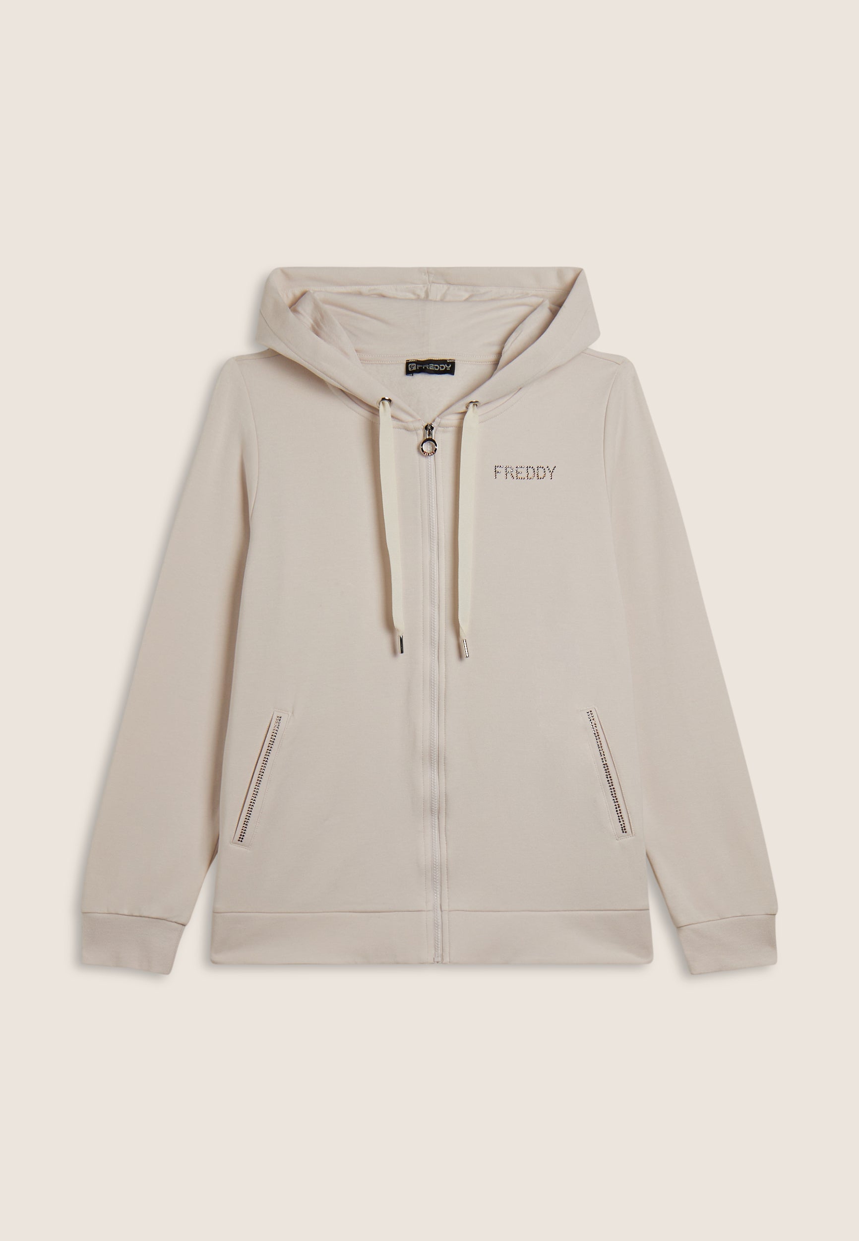 freddy-felpa-sportiva-donna-cappuccio-zip-strass-bicolore-modal image 5