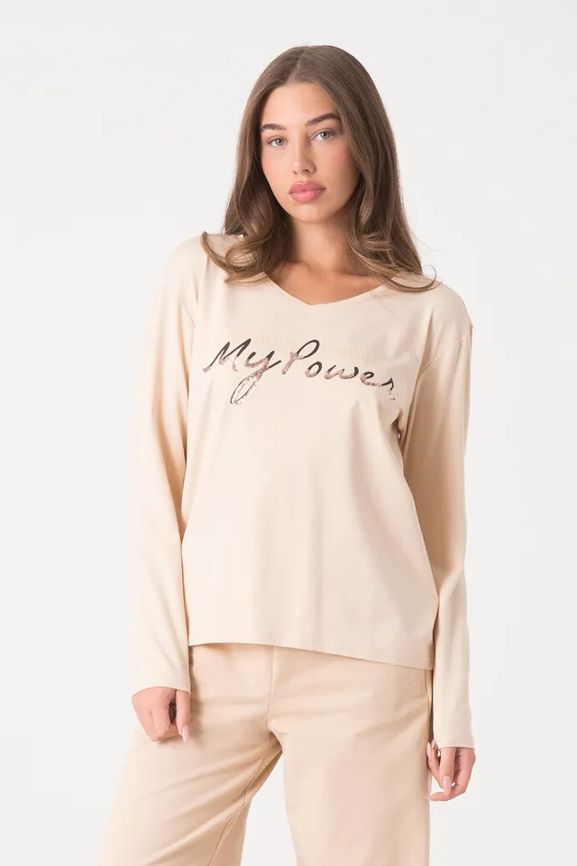 dimensione-danza-t-shirt-manica-lunga-in-cotone-modal-con-stampa-animalier image 1
