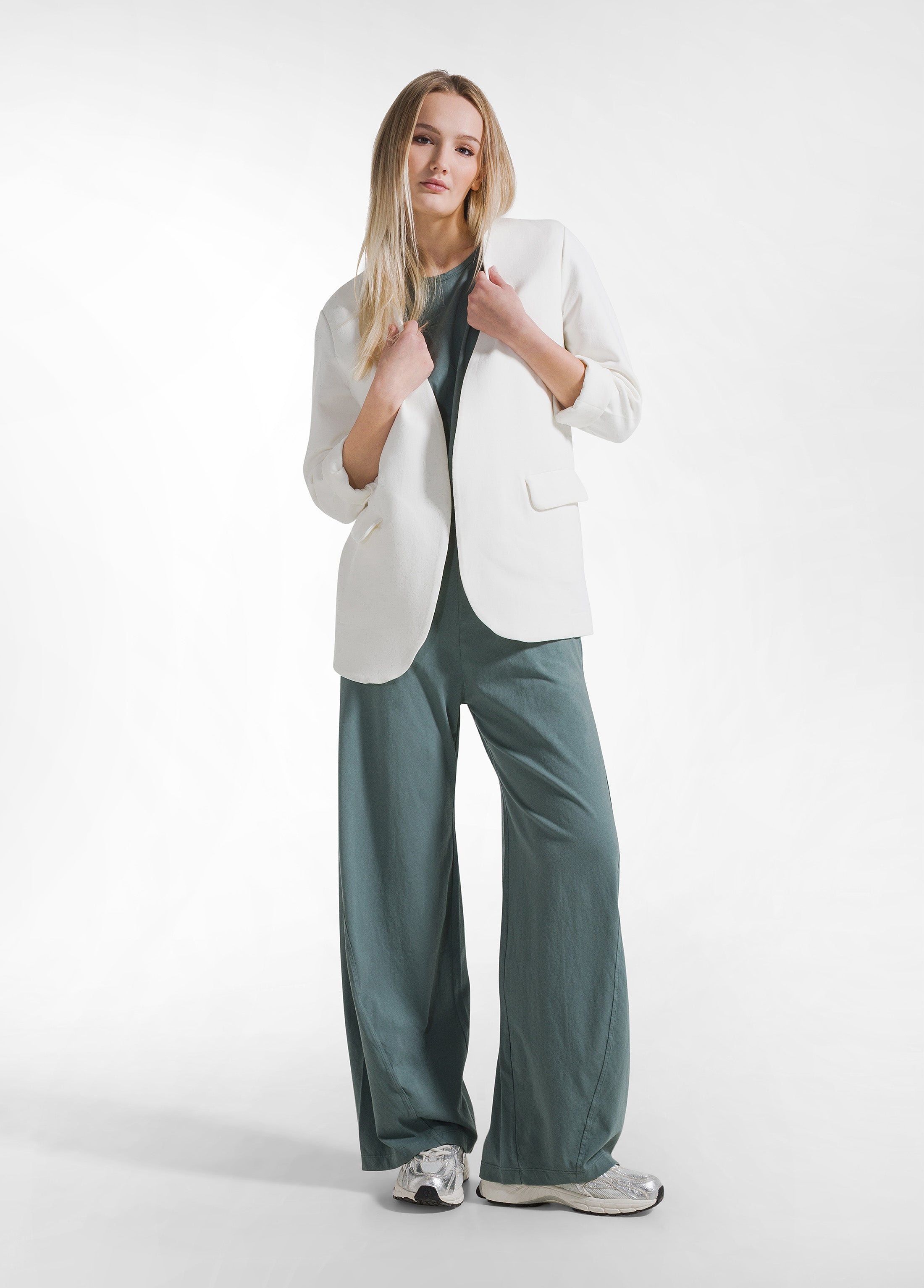 deha-felpa-blazer-aperta-in-scuba-di-cotone-bianco image 4