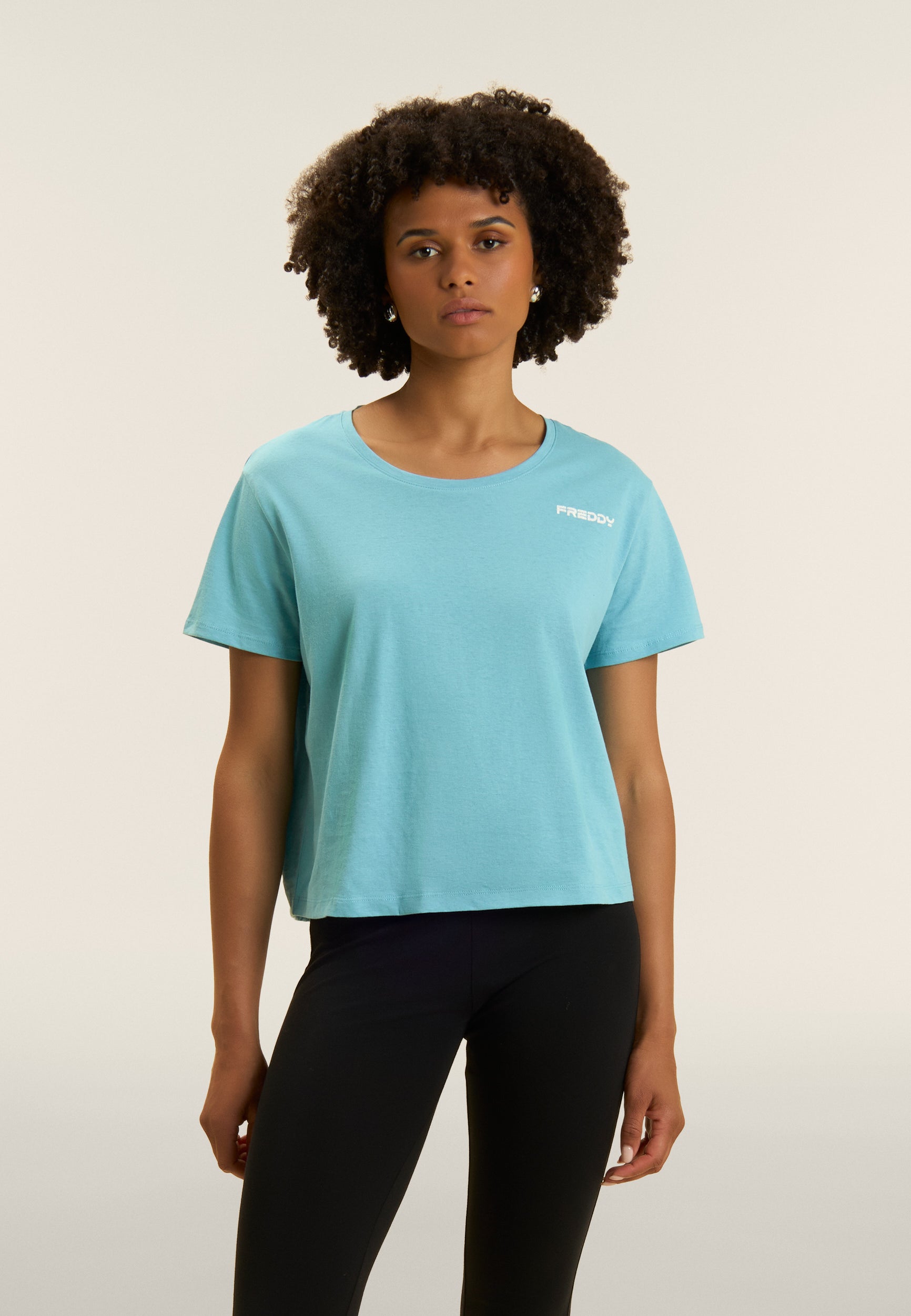 freddy-t-shirt-manica-corta-cropped-con-piccolo-logo-t-shirt-donna-cotone image 1