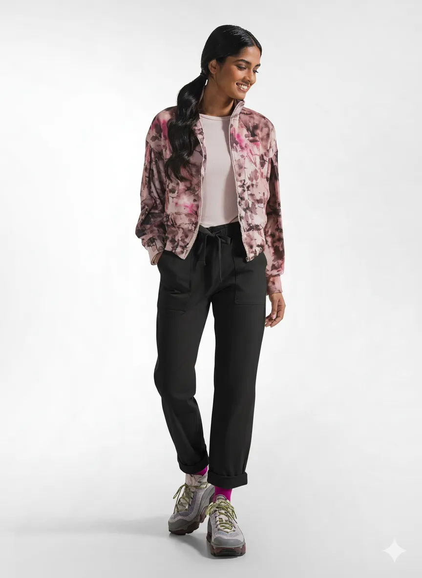 deha-pantaloni-dritti-in-gabardina-stretch-nero image 1