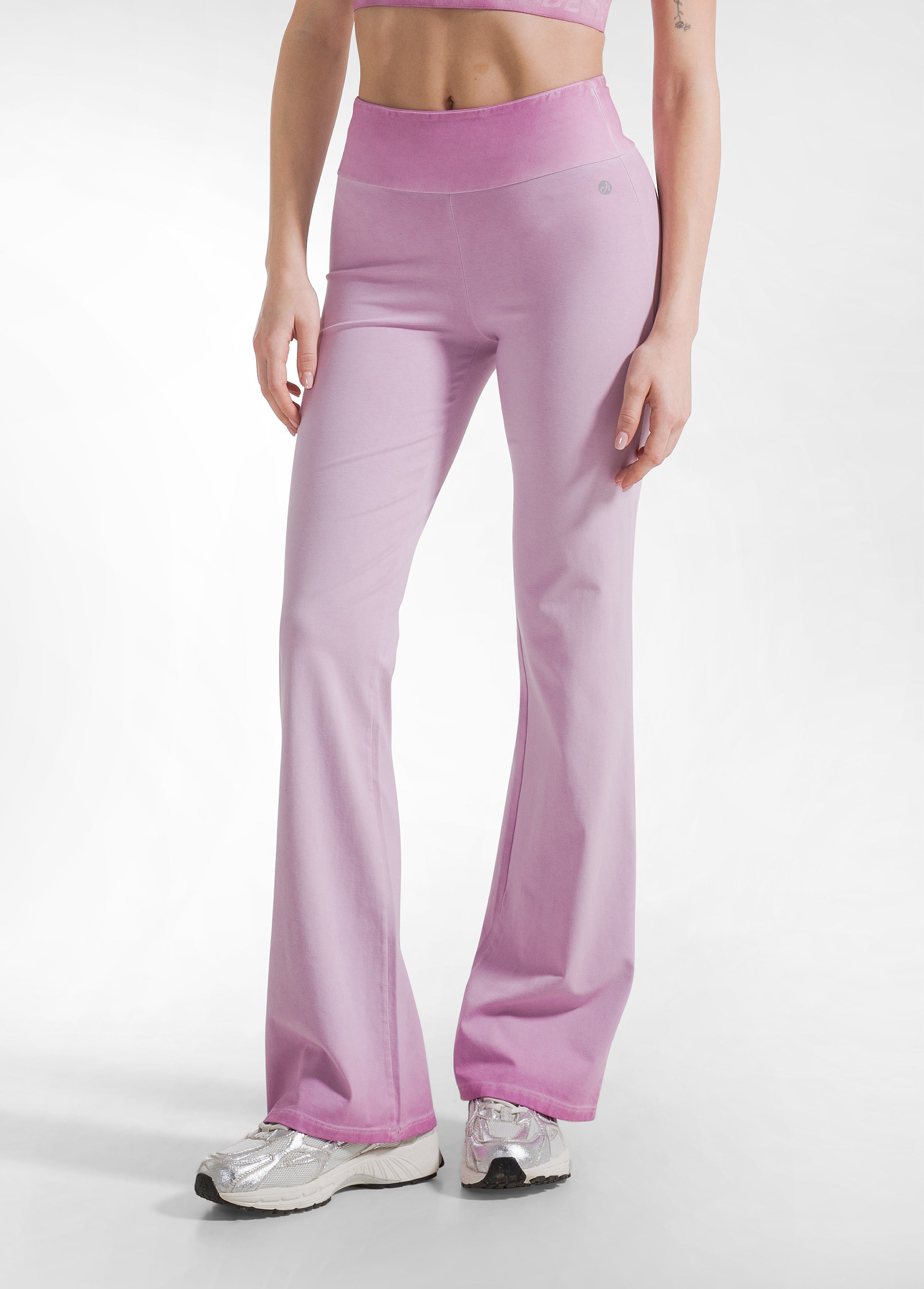 deha-set-t-shirt-loose-fit-bianca-pantaloni-jazz-effetto-fade-rosa-donna image 5