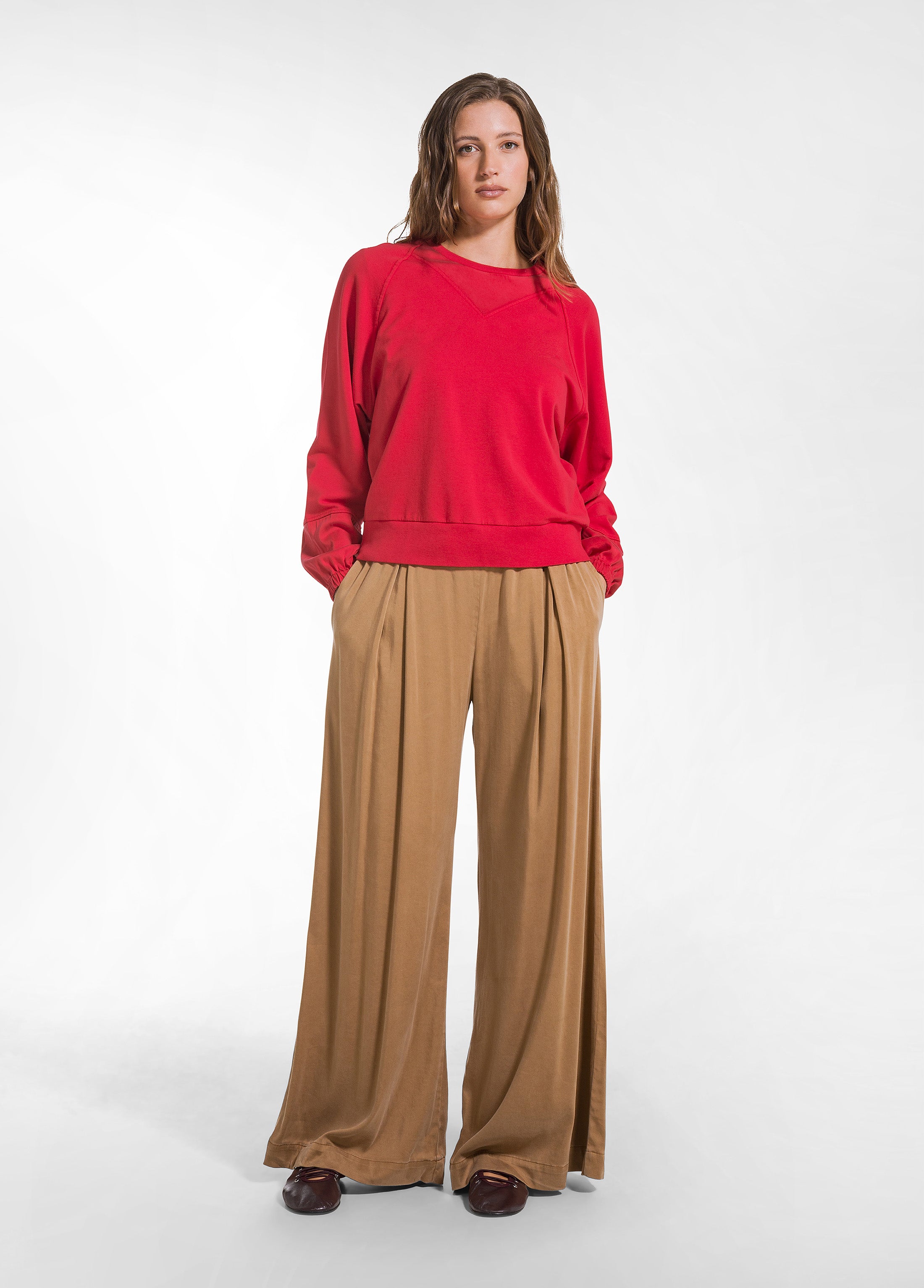 deha-d52420-felpa-girocollo-cotone-modal-e-raso-rosso image 4
