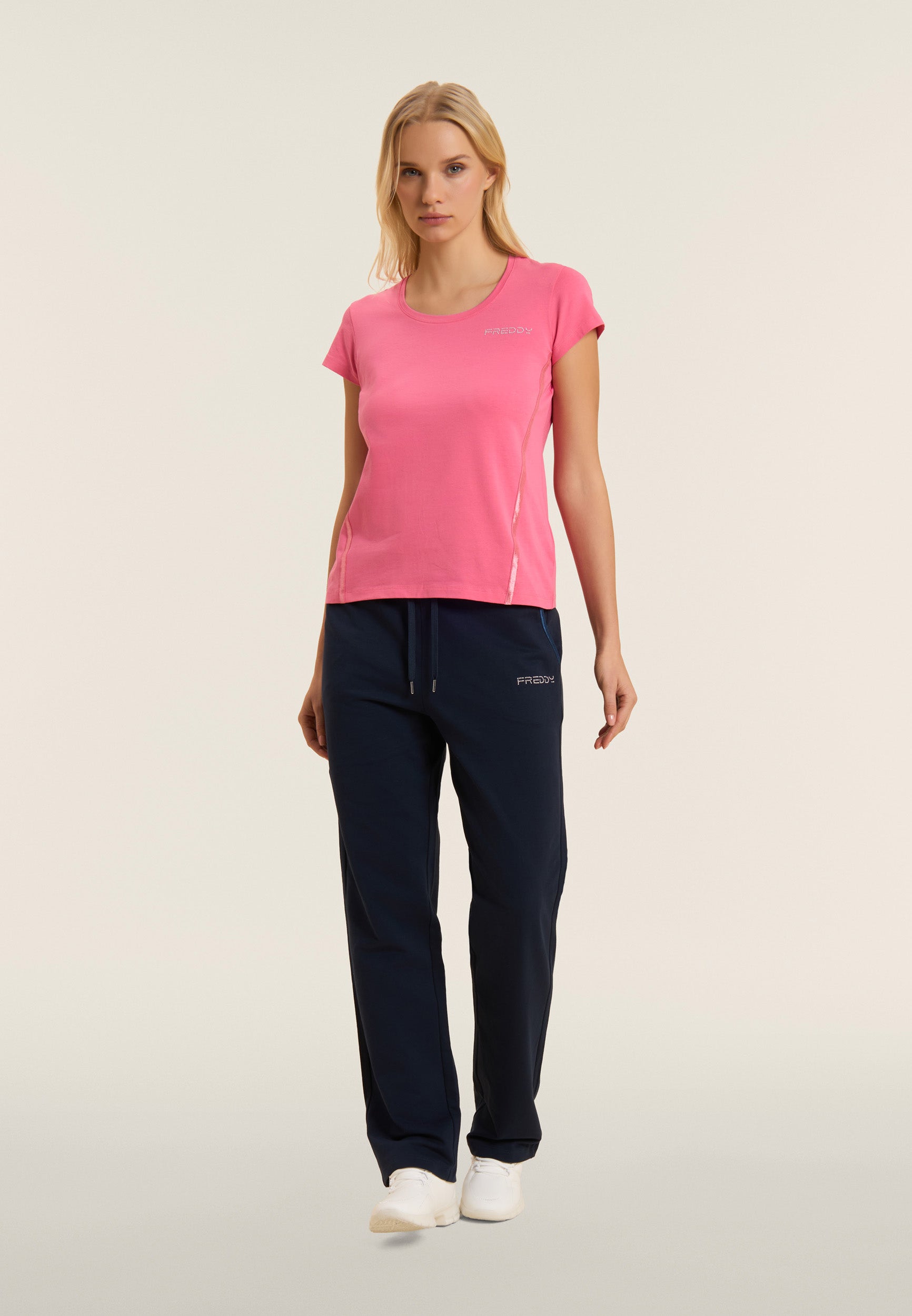 freddy-t-shirt-donna-manica-corta-logo-perline-con-inserti-elastici image 2