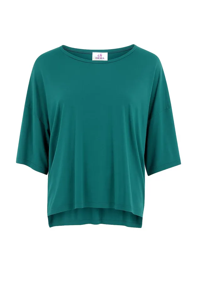 deha-t-shirt-yoga-oversize-tinta-unita-verde image 1