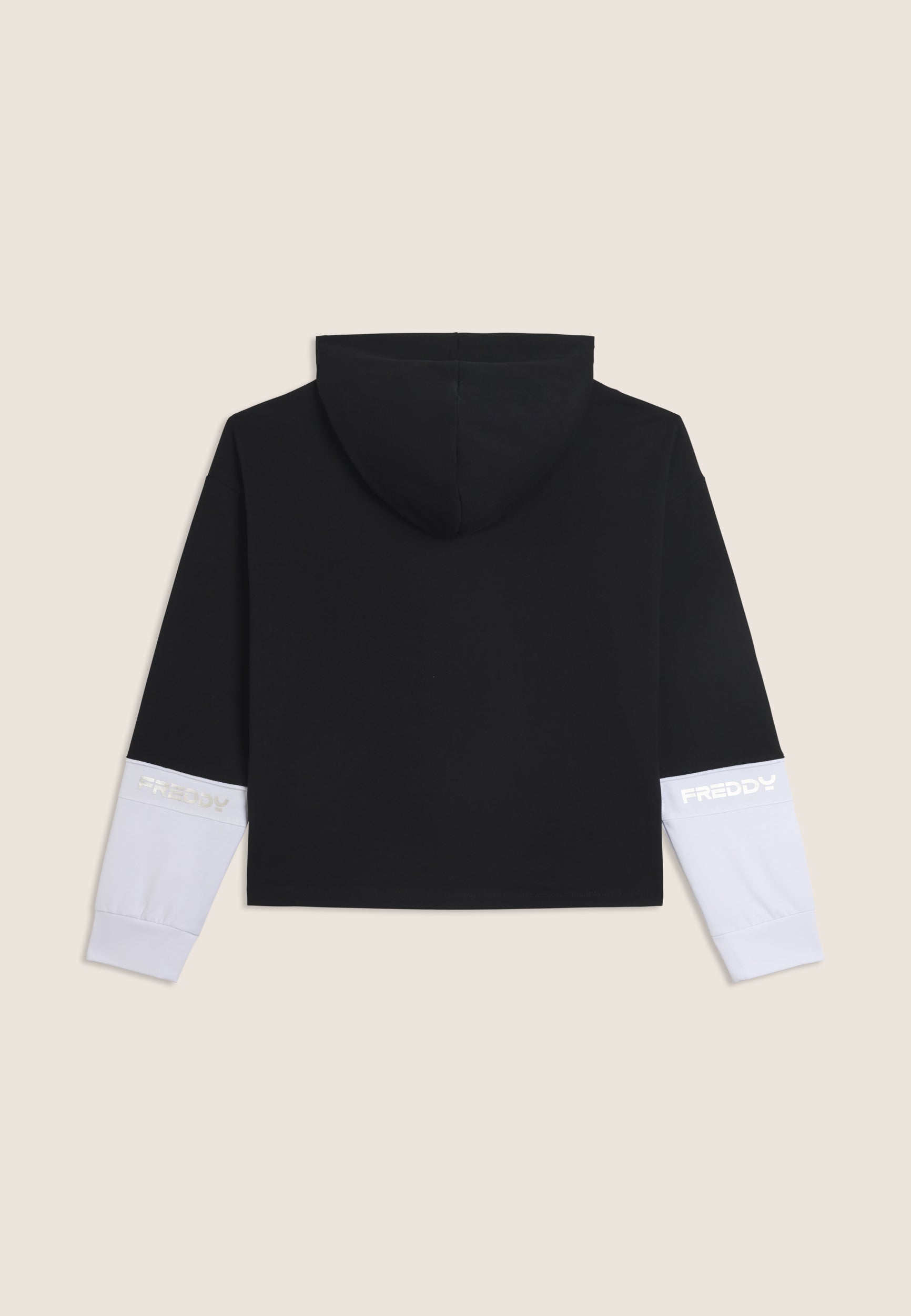 freddy-felpa-con-cappuccio-mov-in-heavy-jersey-stretch-con-maniche-colour-block image 2