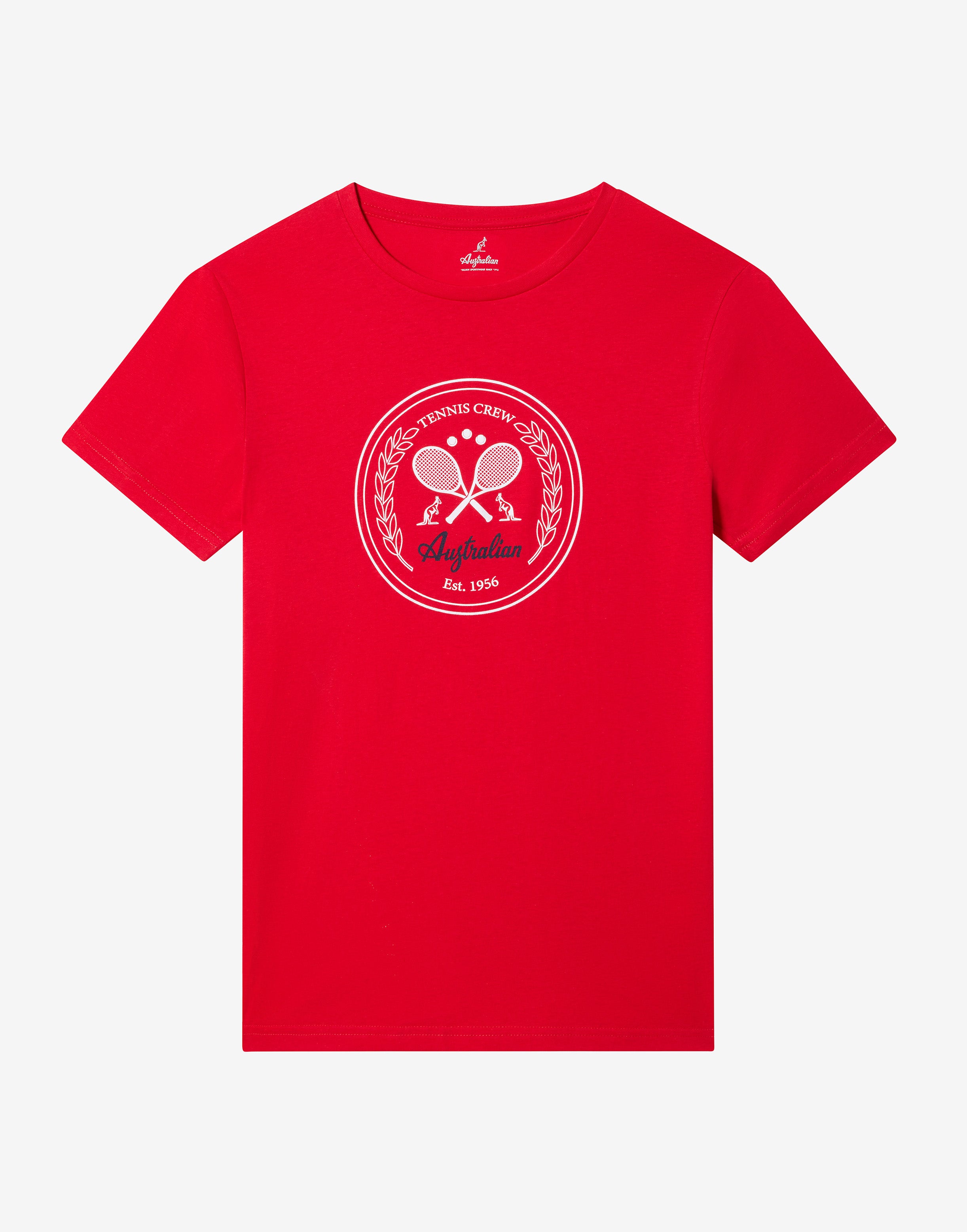 australian-tennis-crew-t-shirt-cotone-rosso-vivo image 4