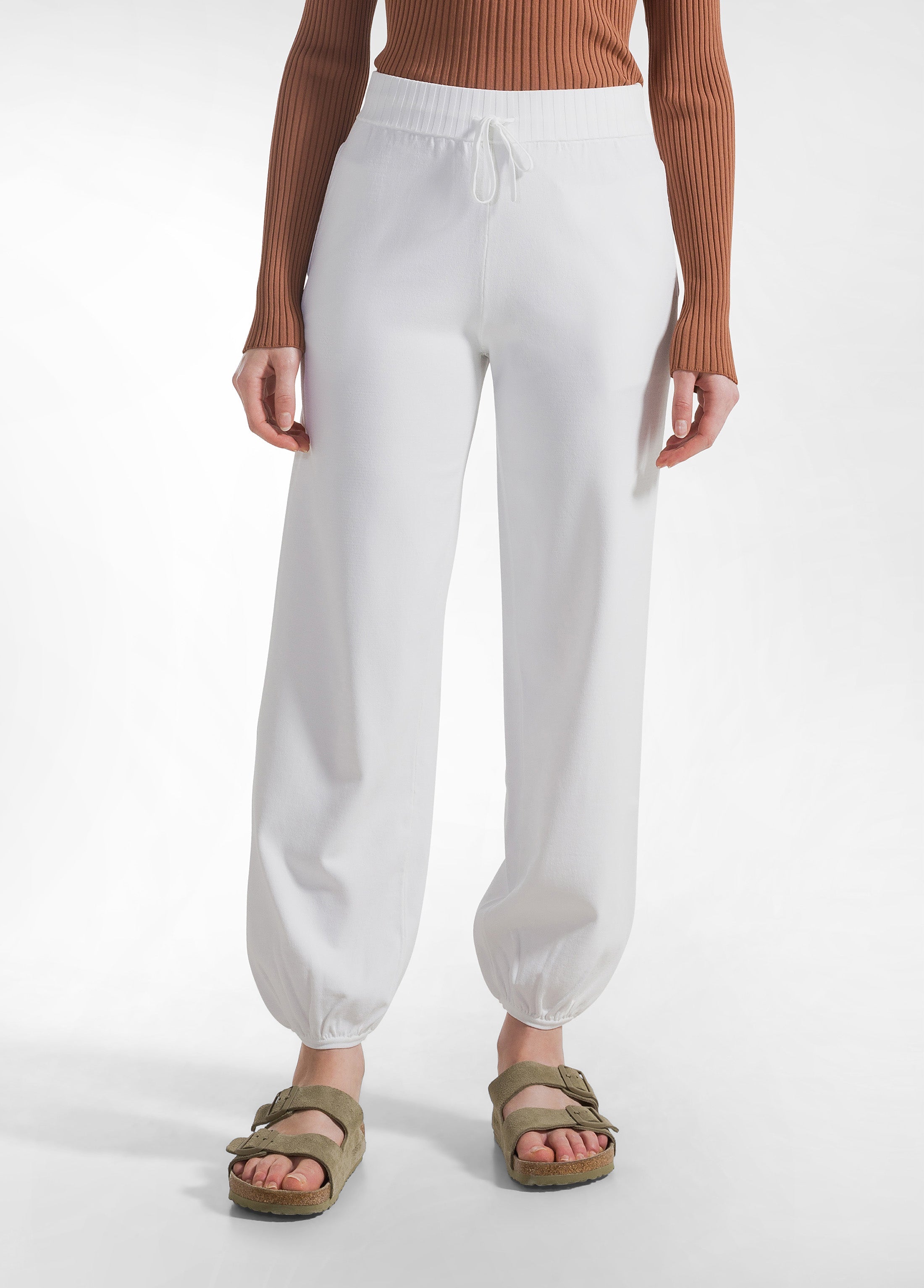 deha-pantalone-jogger-a-maglia-di-rayon-bianco-d22057 image 2