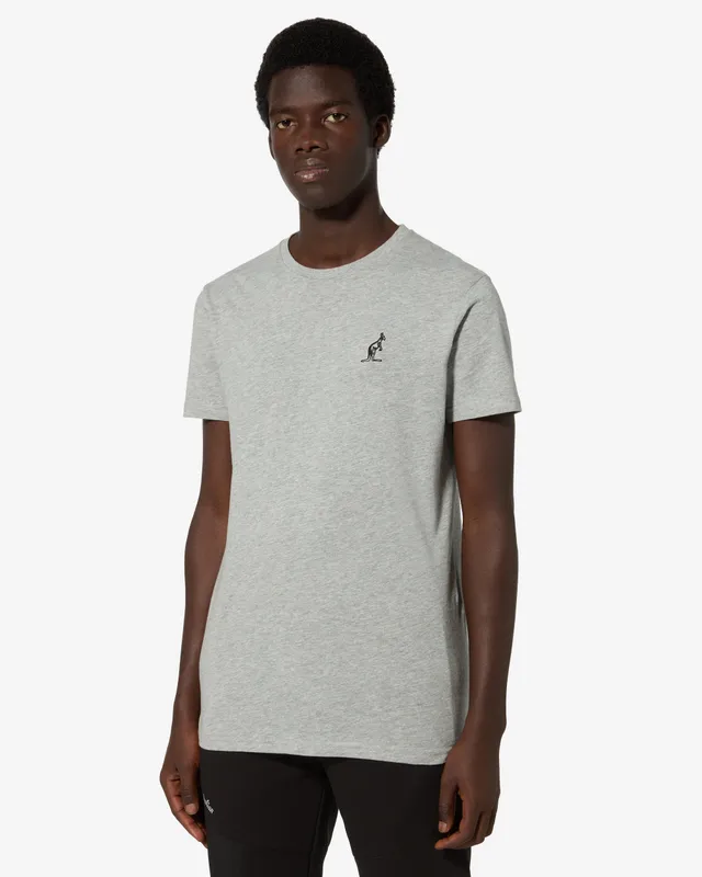 australian-basic-t-shirt-league-maglietta-cotone-grigio-melange-logo-ricamato image 1