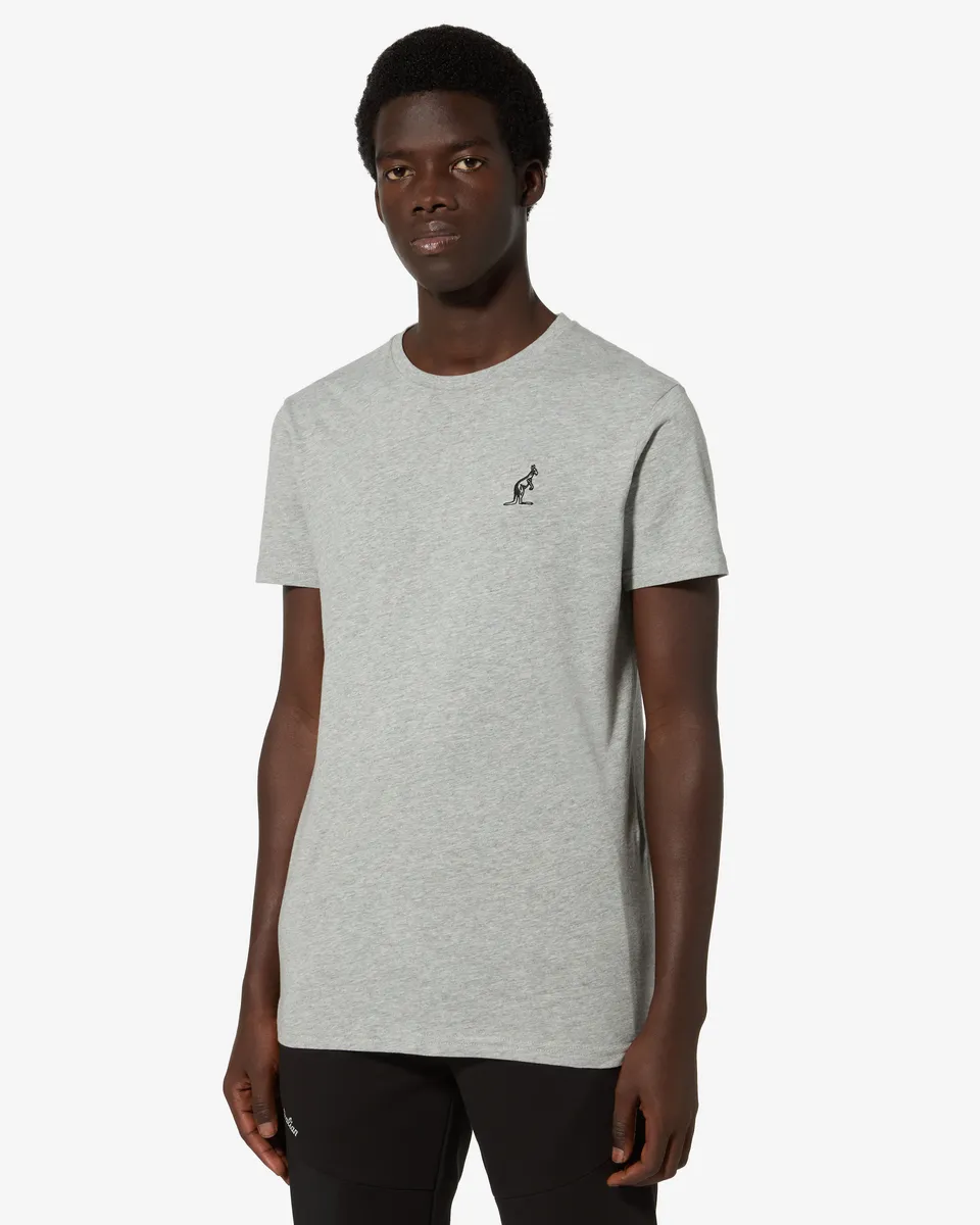 australian-basic-t-shirt-league-maglietta-cotone-grigio-melange-logo-ricamato image 1