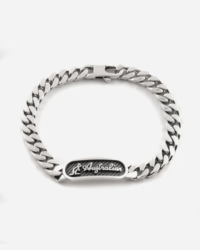 australian-bracelet-silver-con-targa-grumetta-quadrata image 1