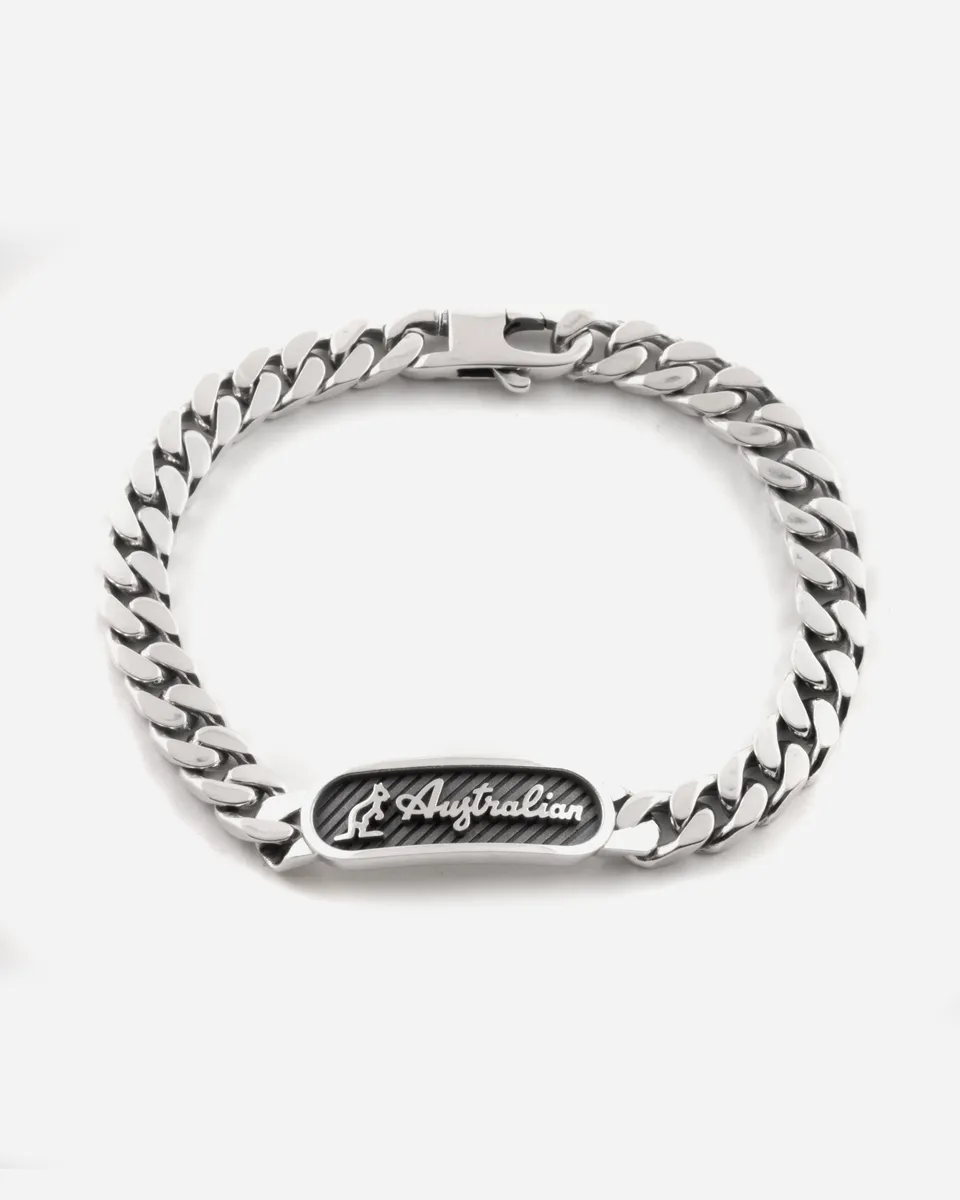 australian-bracelet-silver-con-targa-grumetta-quadrata image 1