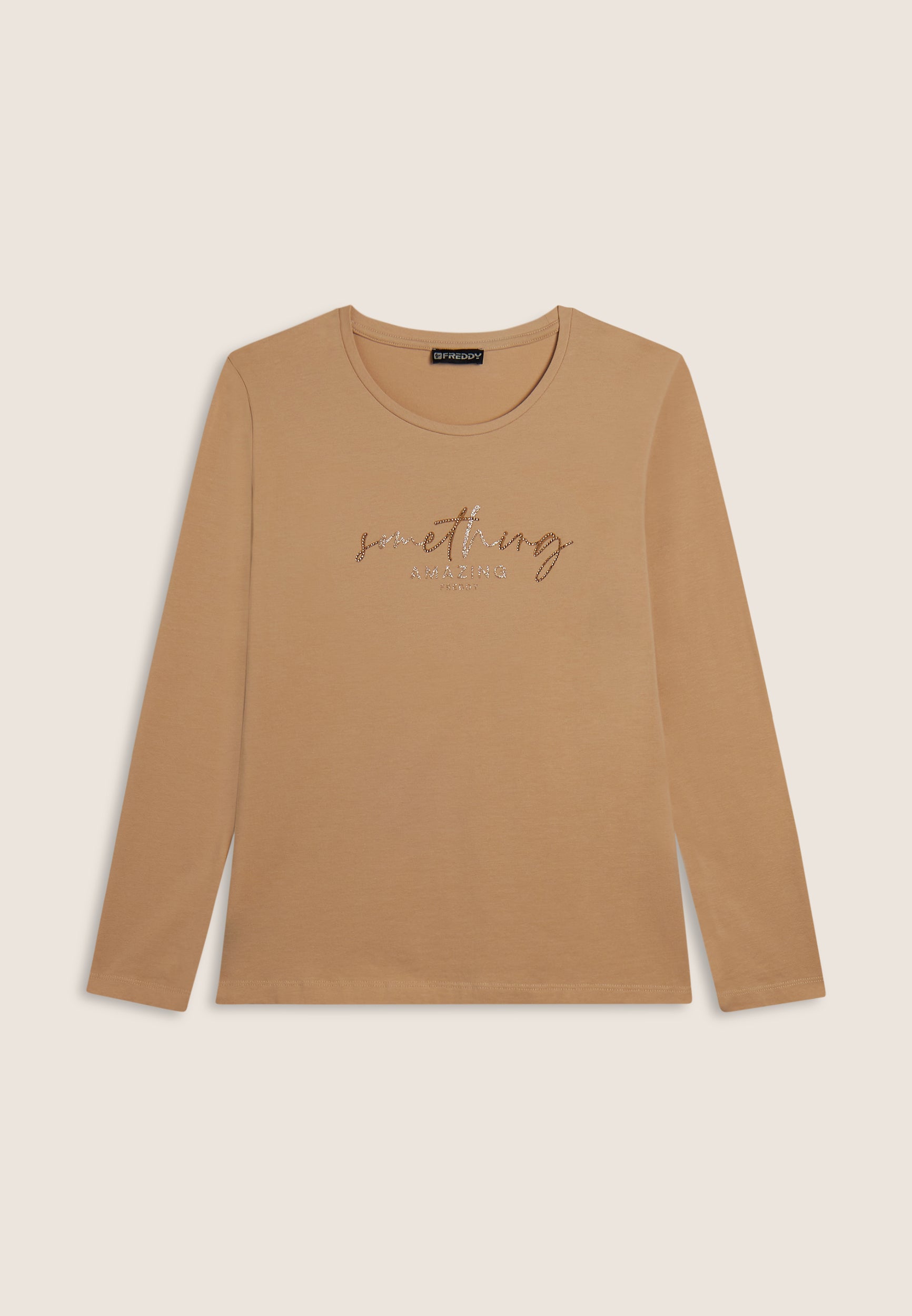 freddy-t-shirt-donna-maniche-lunghe-something-amazing-con-strass image 4