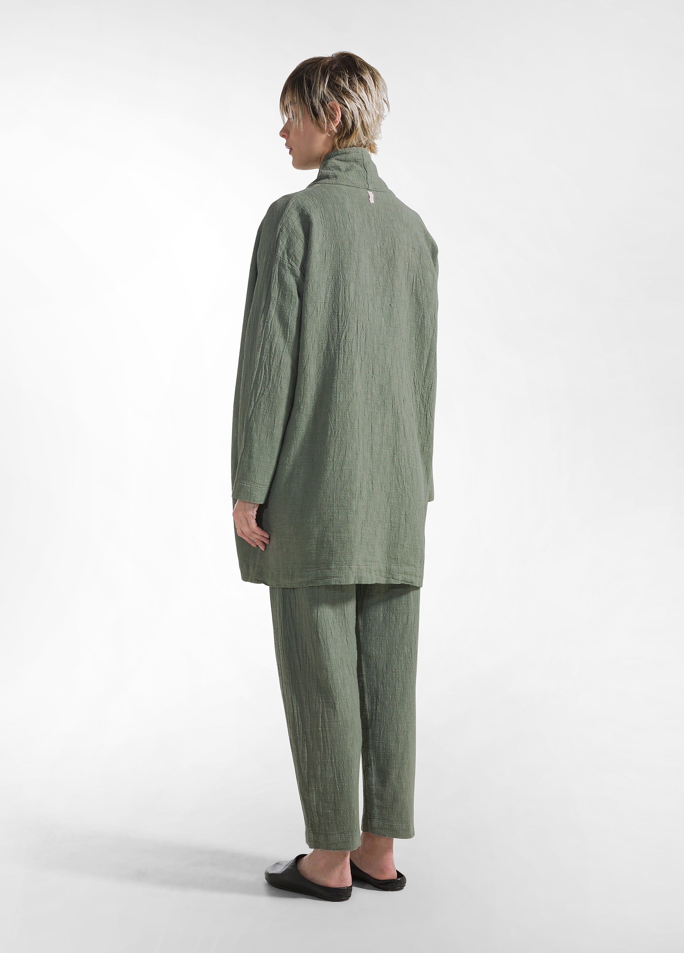 deha-soprabito-oversize-in-tweed-di-cotone-verde image 2