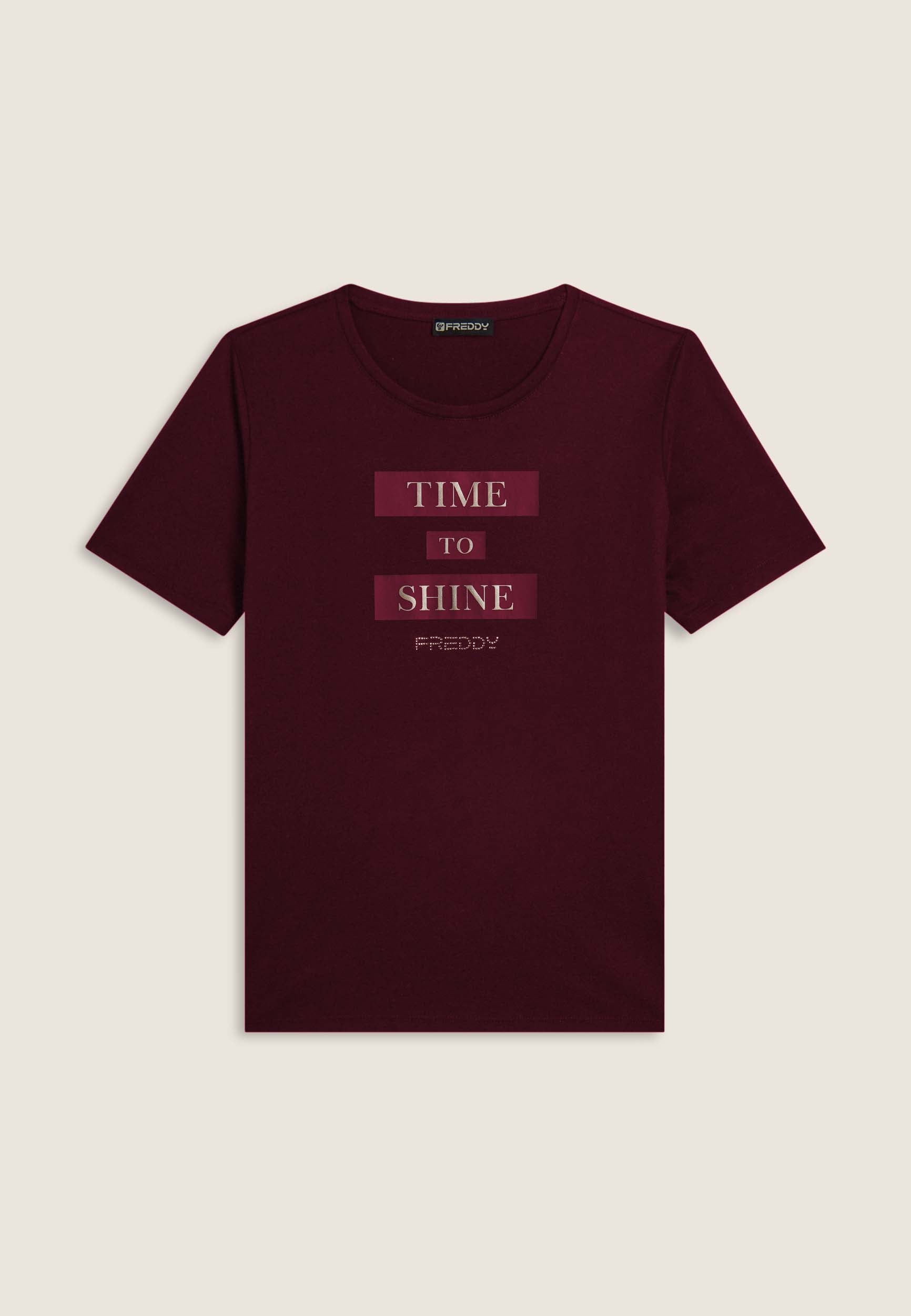 freddy-t-shirt-donna-time-to-shine-con-grafica-e-strass image 8