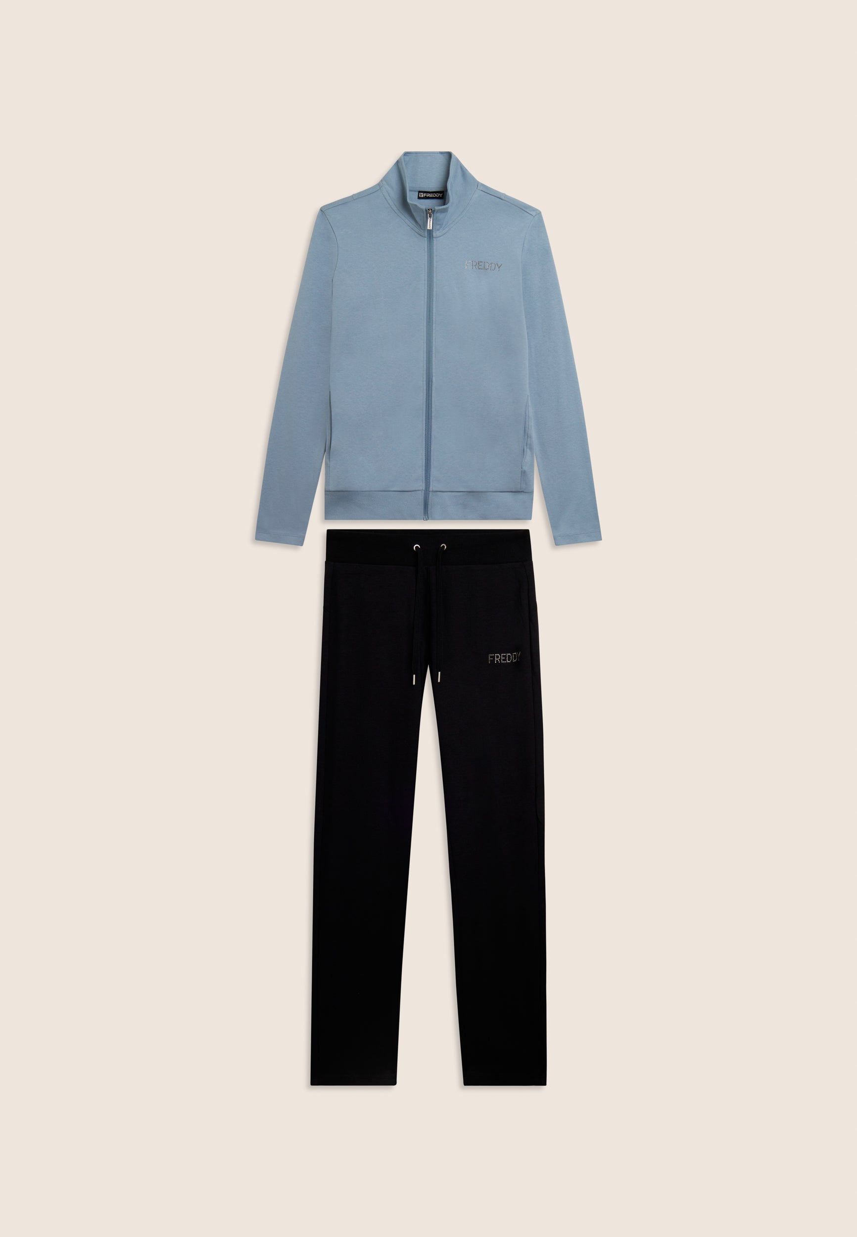 freddy-tuta-con-zip-e-collo-alto-logo-con-strass-tuta-donna-in-interlock-100-cot image 6