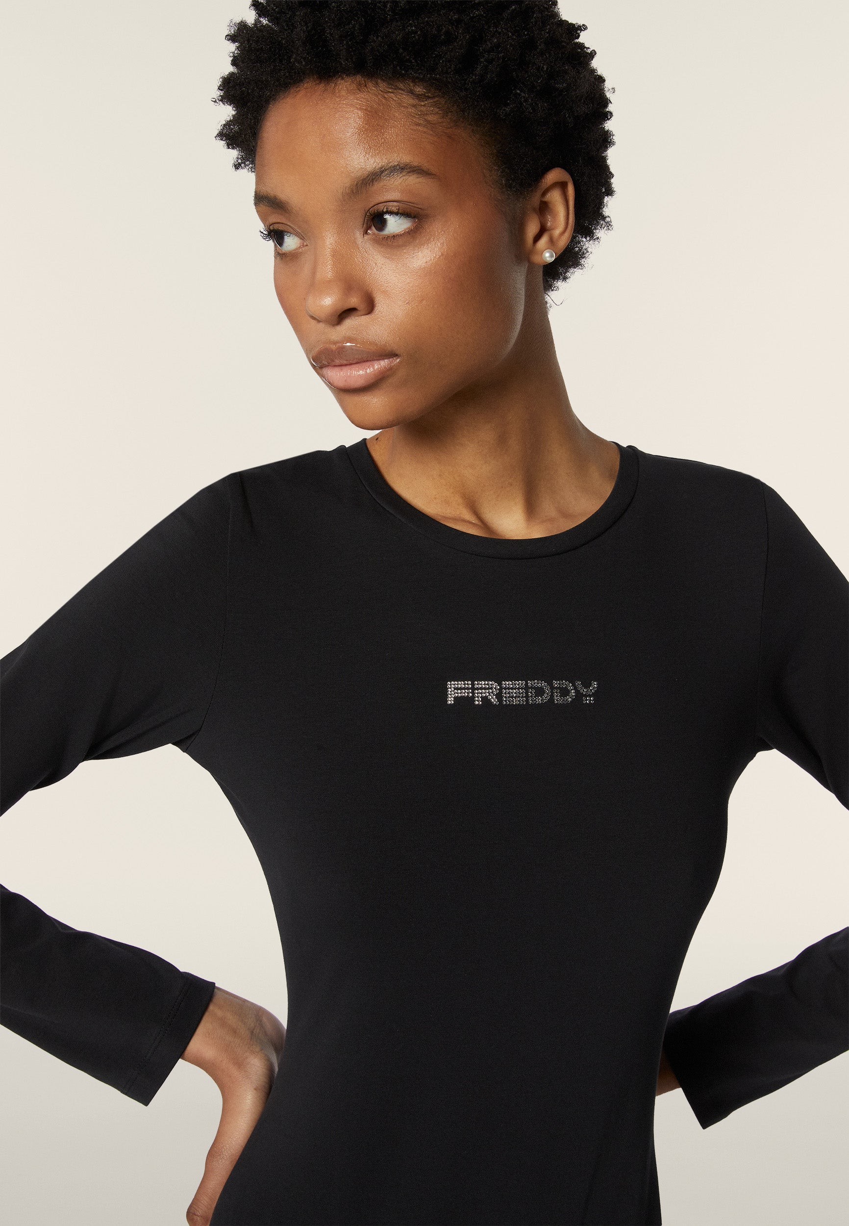 freddy-body-scollo-quadrato-jersey-strass-maniche-lunghe image 4