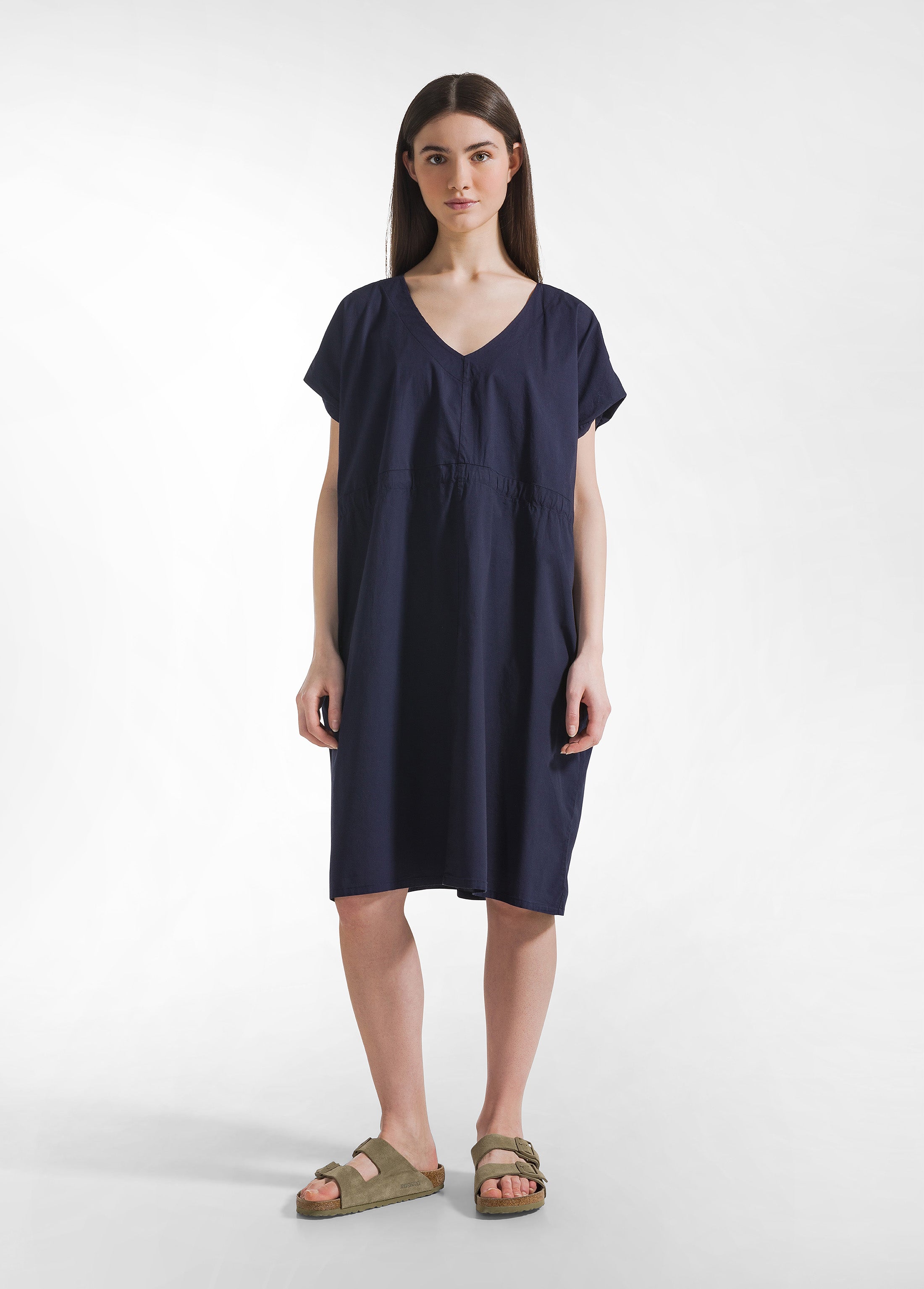 deha-abito-in-popeline-con-coulisse-blu-vestito-ampio-cotone-stretch image 2