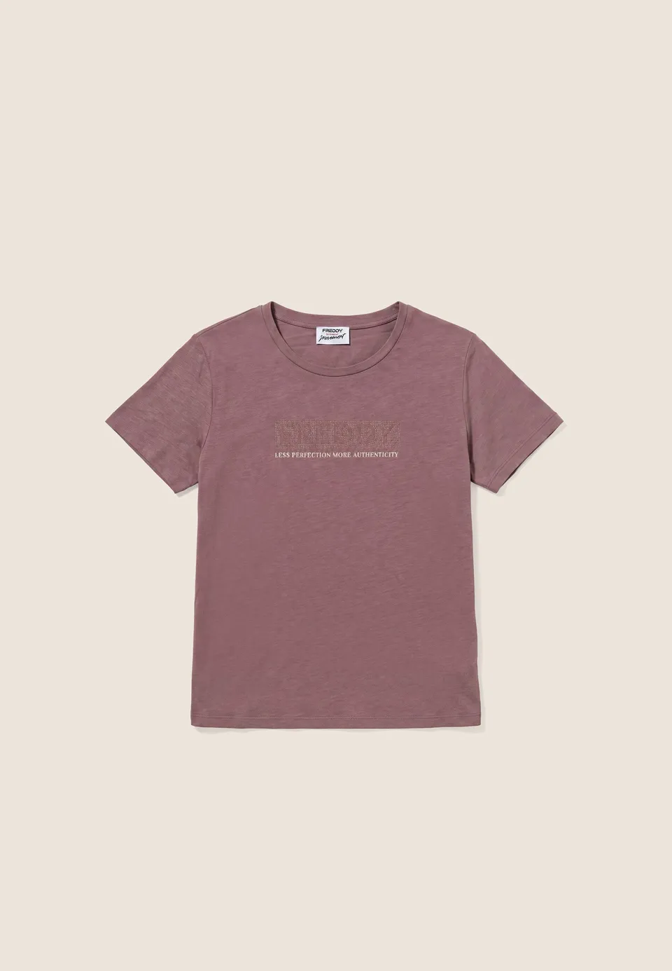 freddy-t-shirt-regular-donna-cotone-modal-con-logo-borchie-dorate image 1