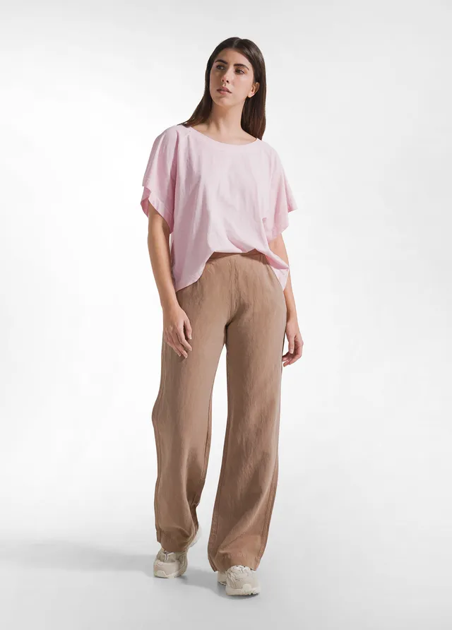 deha-pantaloni-dritti-in-lino-fiammato-marrone image 1