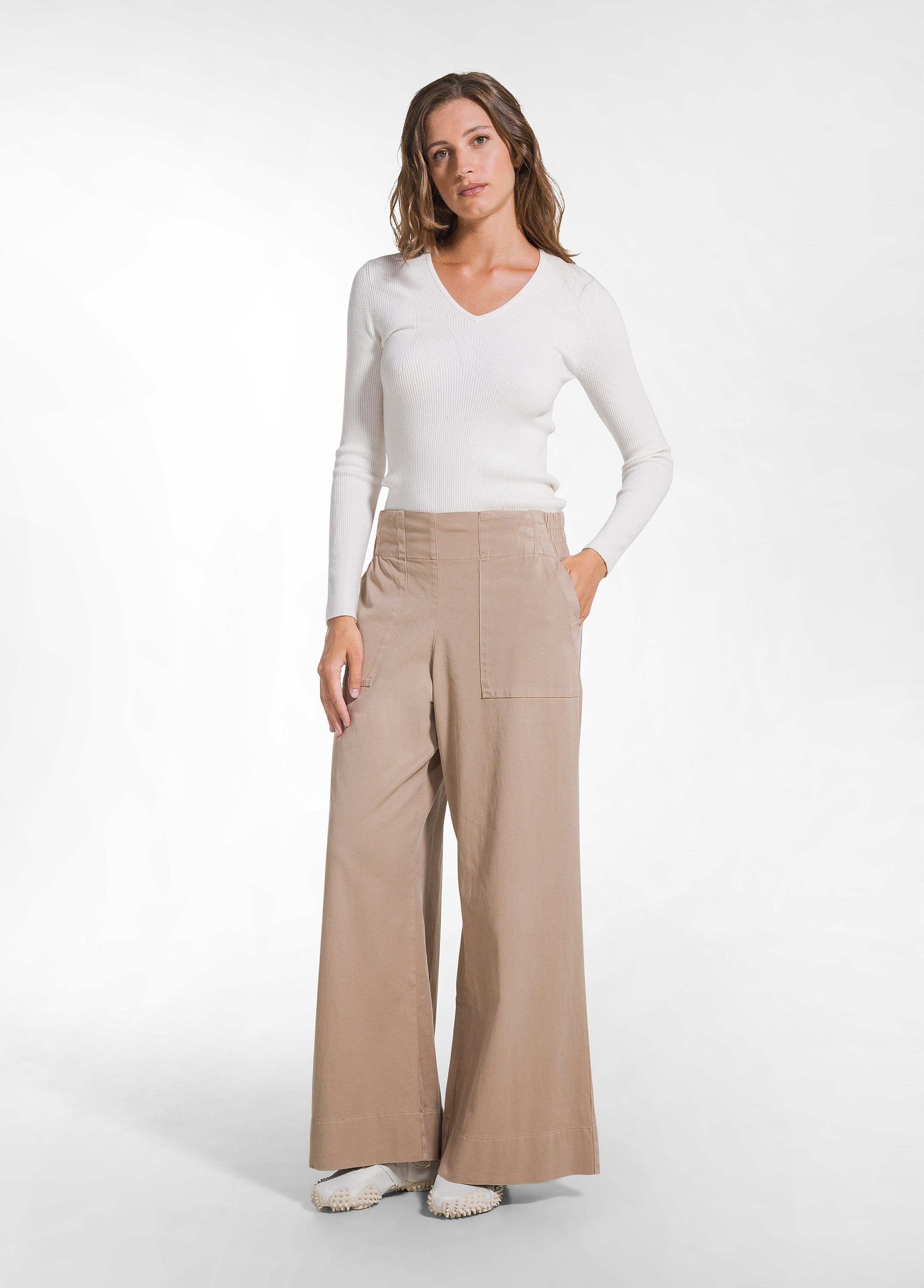 deha-pantalone-work-twill-lyocell-marrone-d52348 image 1