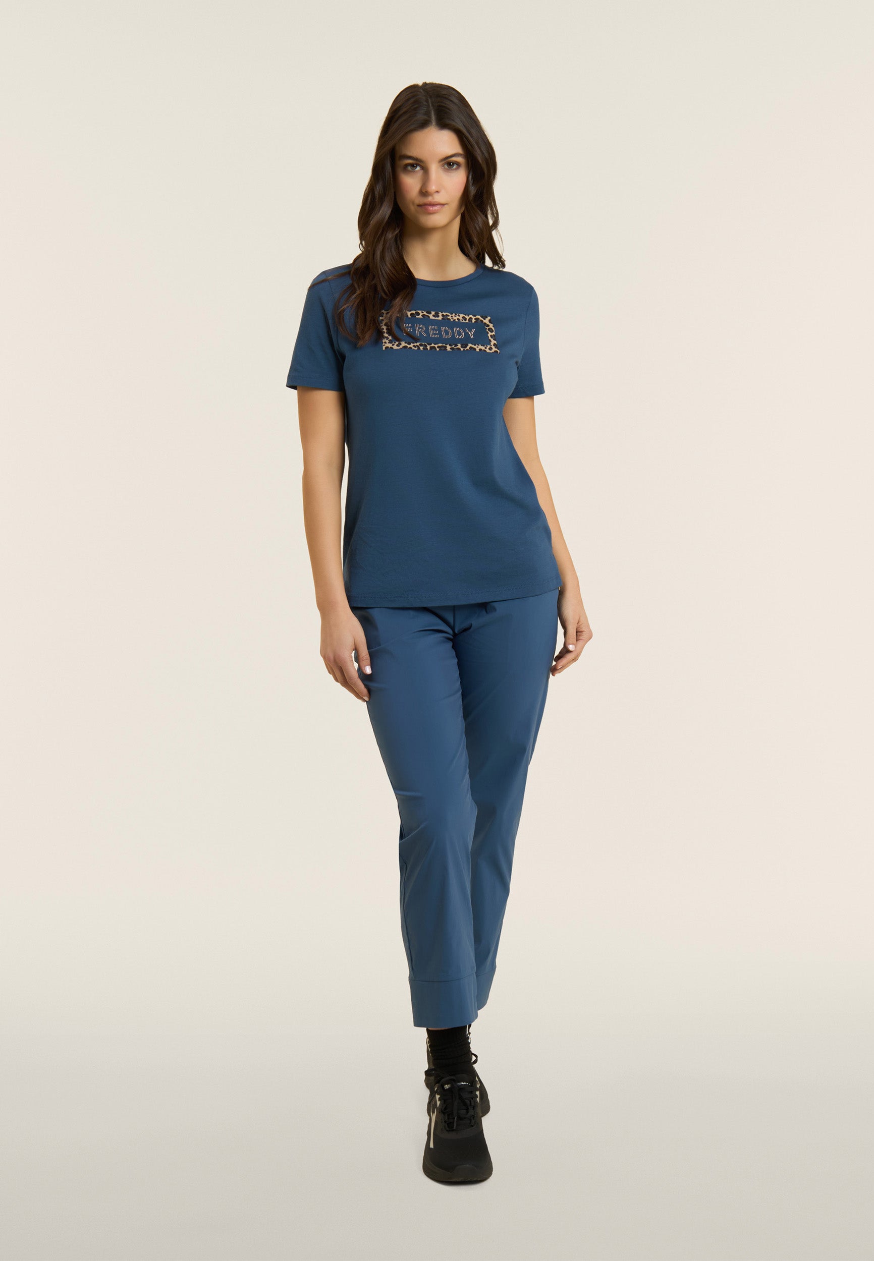 freddy-pantaloni-cropped-carota-popeline-elasticizzato-donna image 5