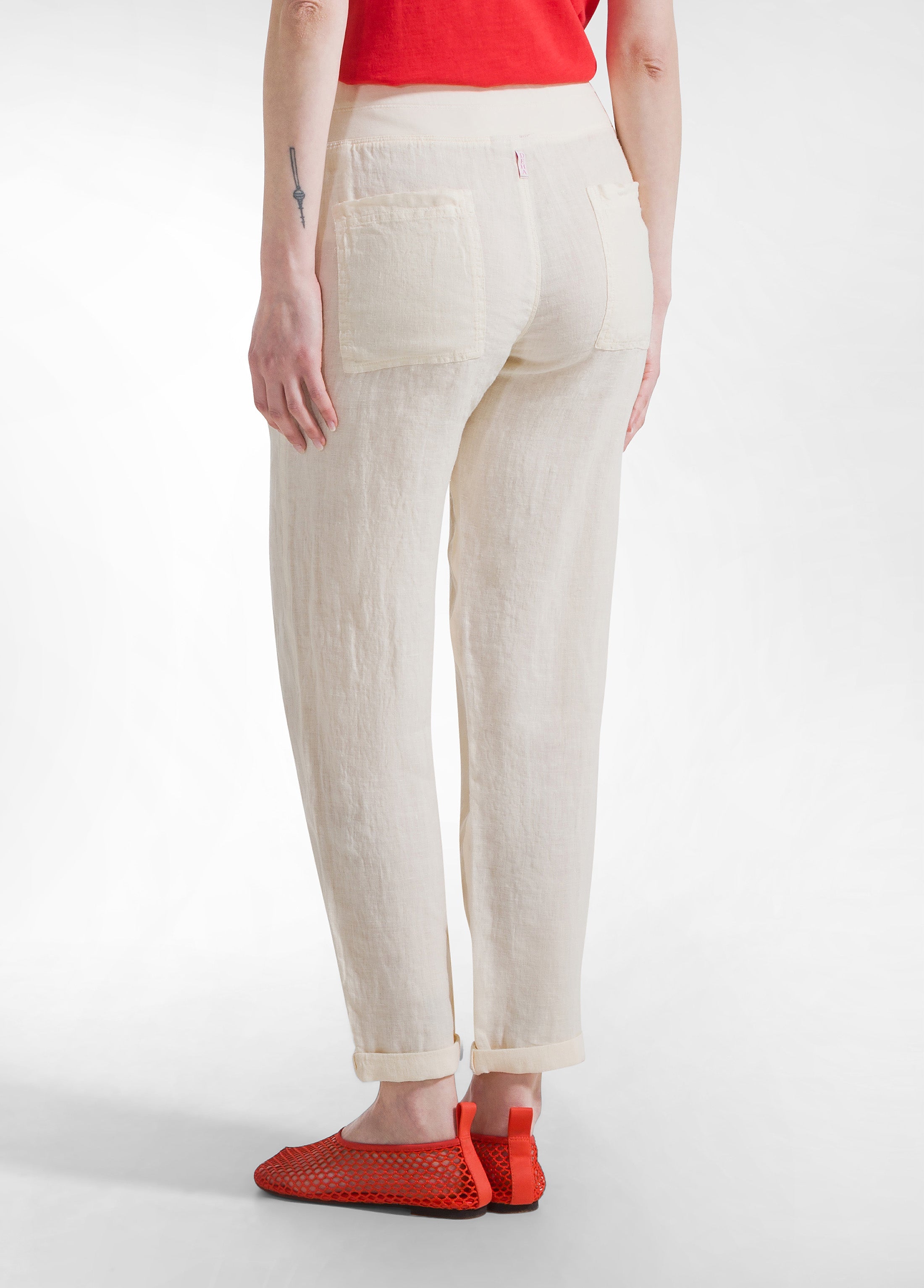 deha-pantaloni-in-lino-bianco-donna-pantaloni-casual-estivi image 3