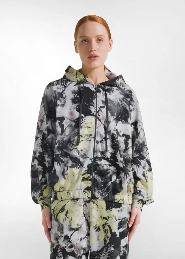 deha-felpa-flower-grigio-con-cappuccio-e-zip image 1