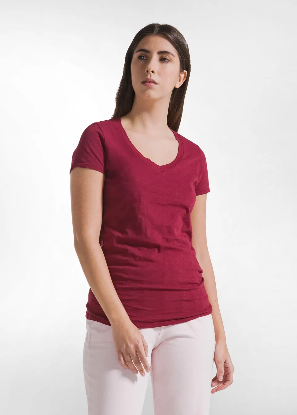 deha-d42511-t-shirt-flamm-scollo-a-v-rosso image 1