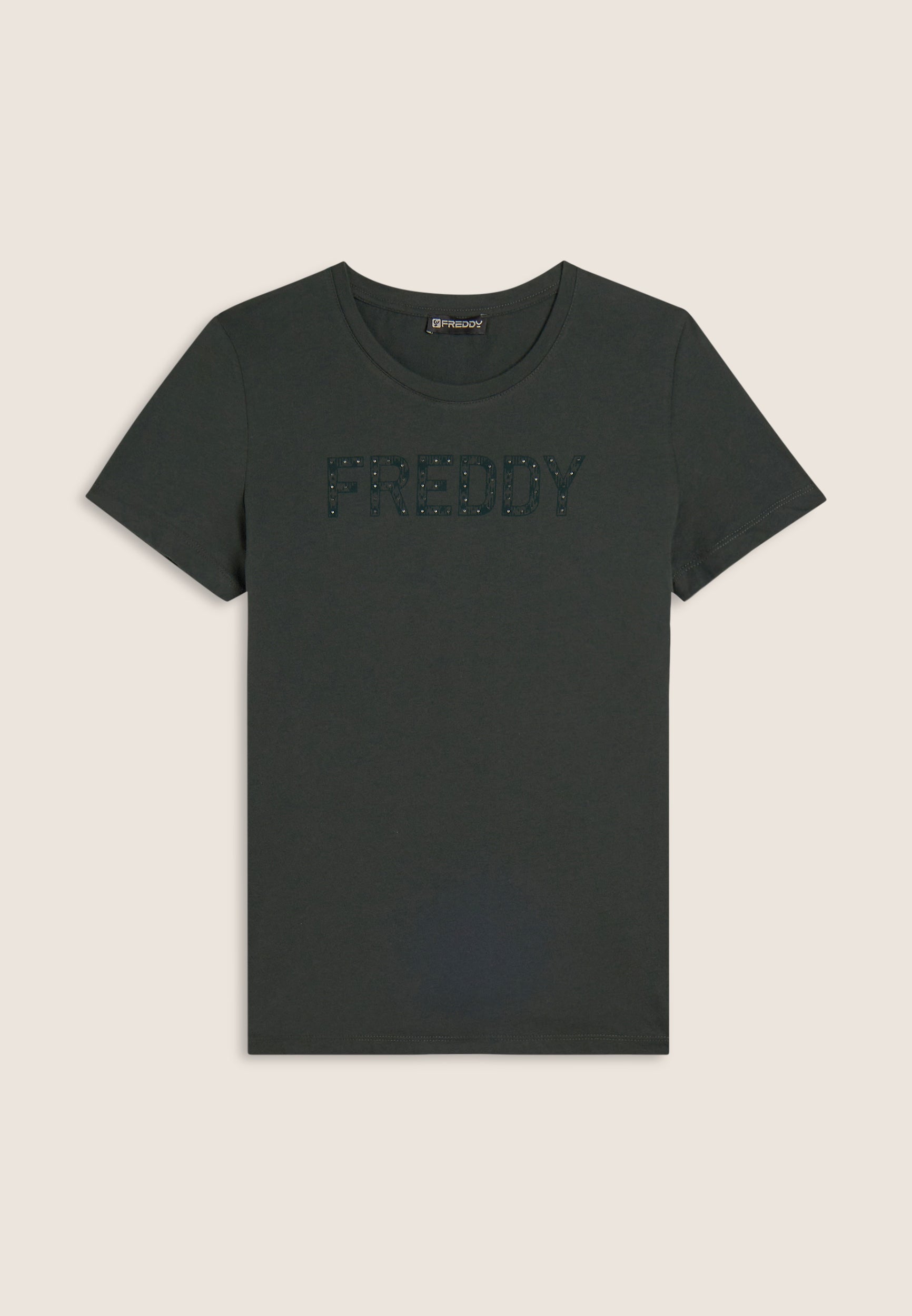 freddy-t-shirt-donna-jersey-leggero-con-logo-frontale-in-borchie image 4