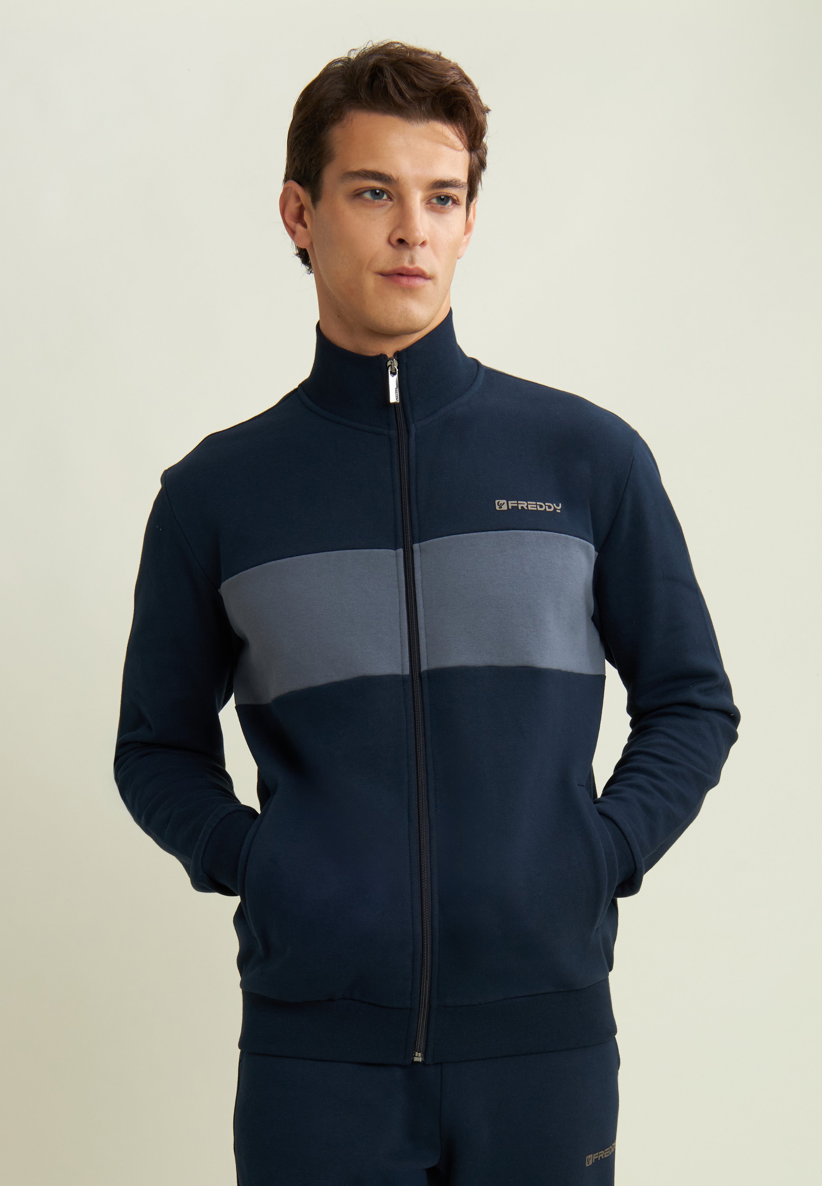 freddy-felpa-uomo-full-zip-regular-felpa-garzata-cotone image 1