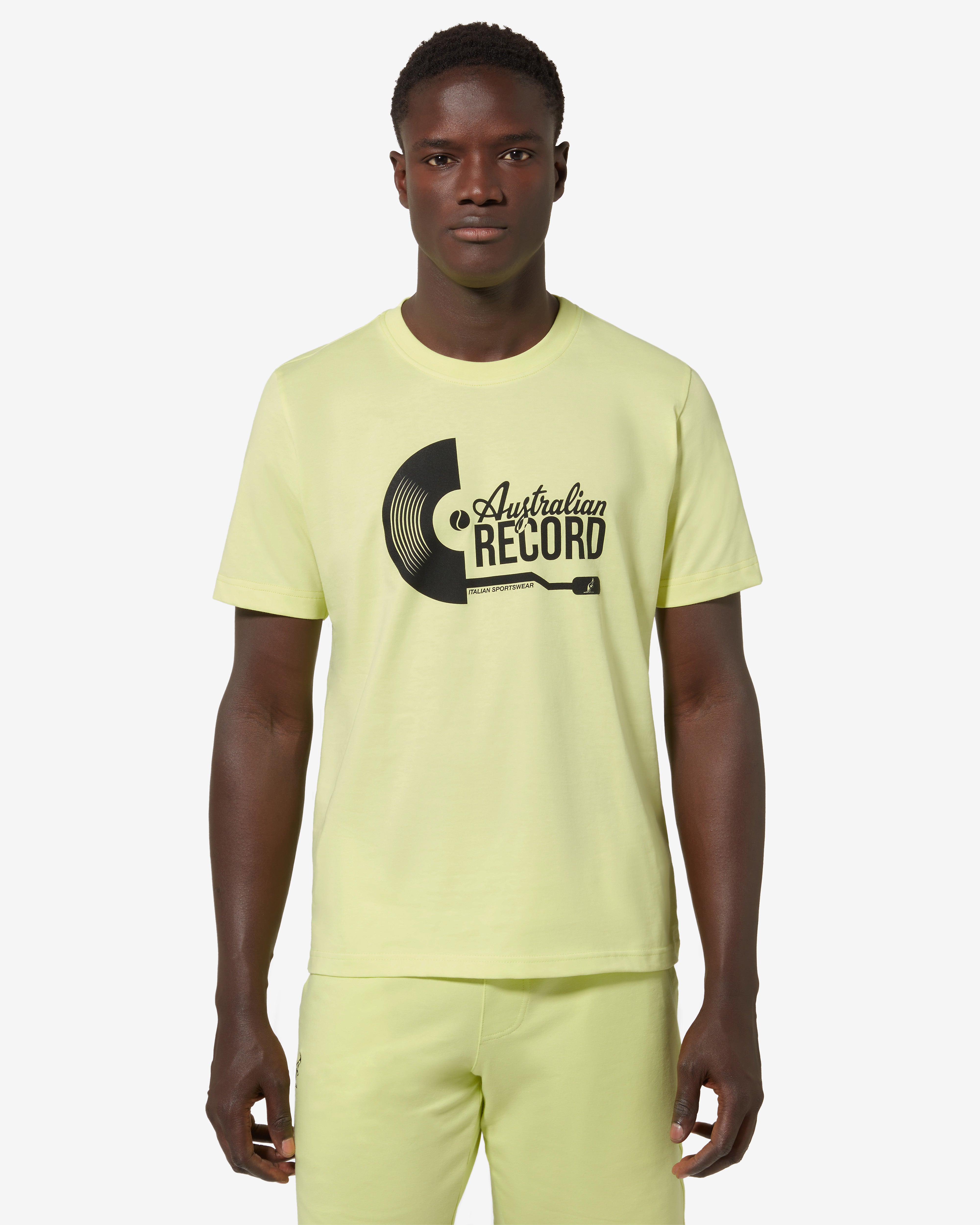 australian-record-t-shirt-t-shirt-cotone-lime-stampa-petto image 1