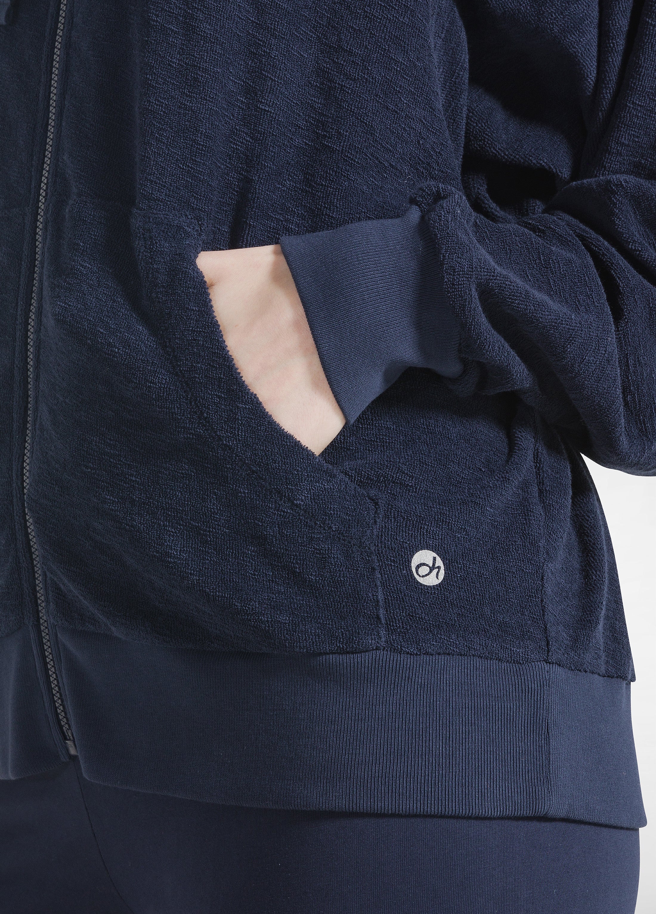 deha-a00432-felpa-in-spugna-con-zip-e-cappuccio-blu image 3