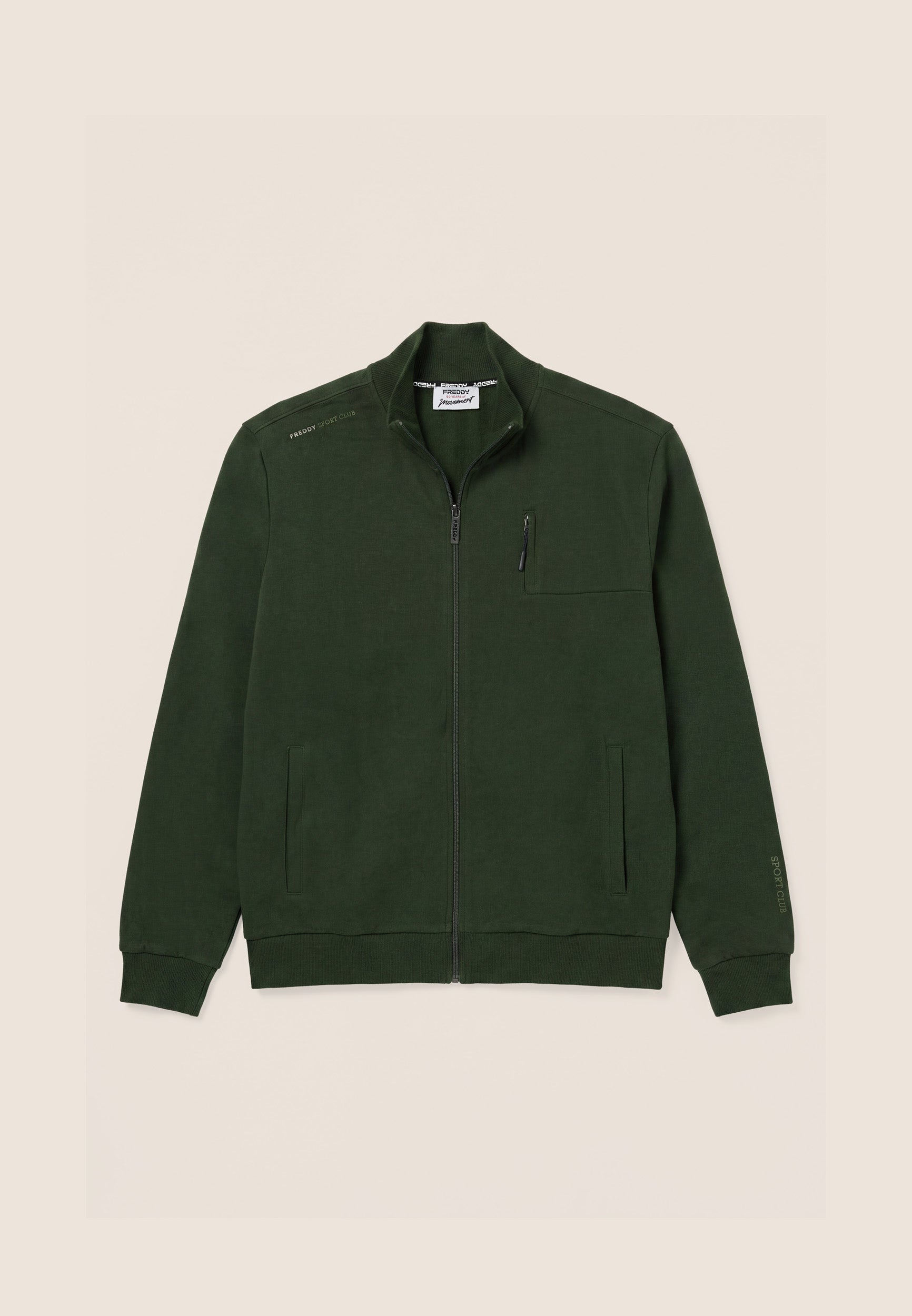 freddy-felpa-uomo-collo-alto-in-costina-full-zip-100-cotone image 1