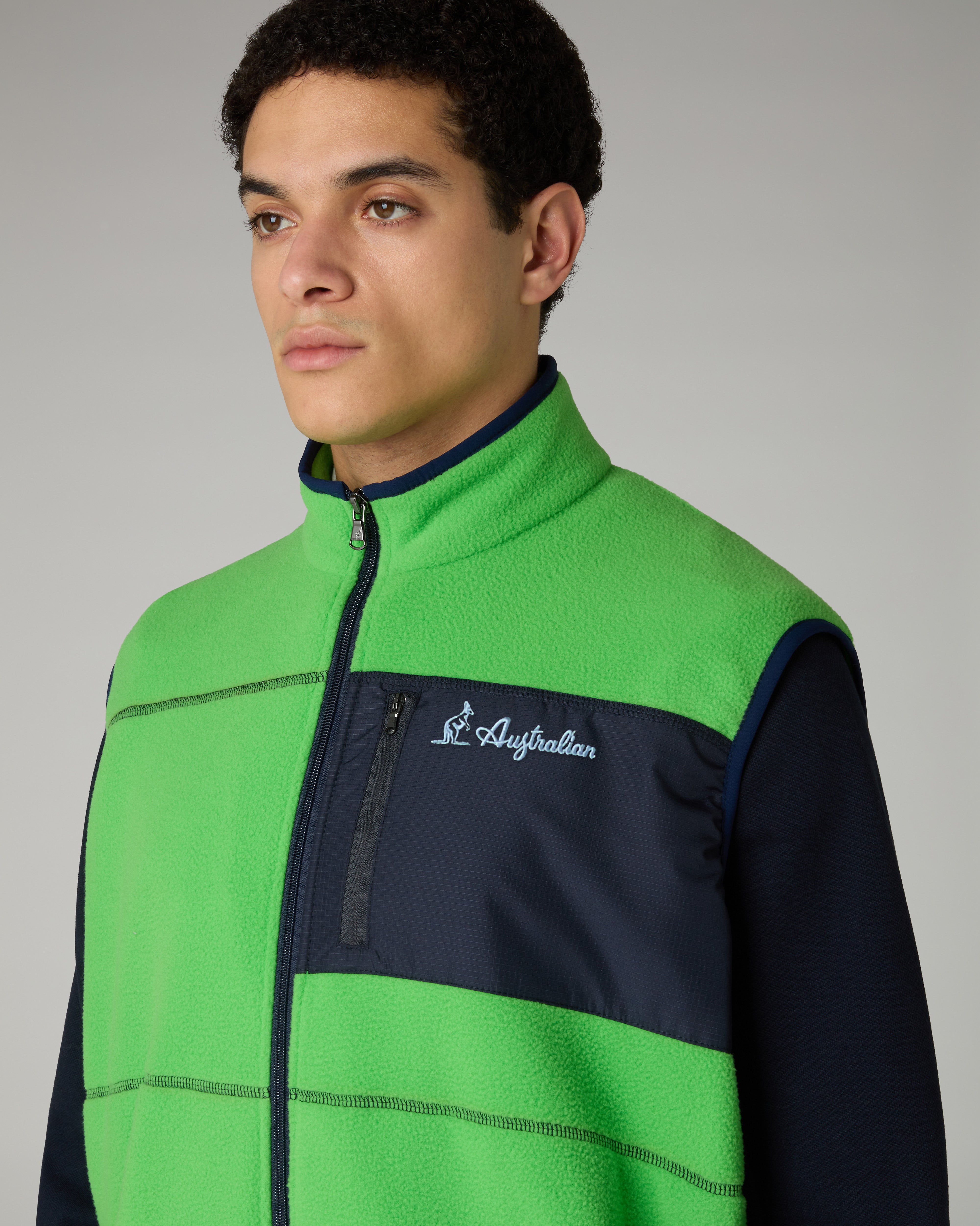 australian-color-block-gilet-pile-con-zip-uomo image 4