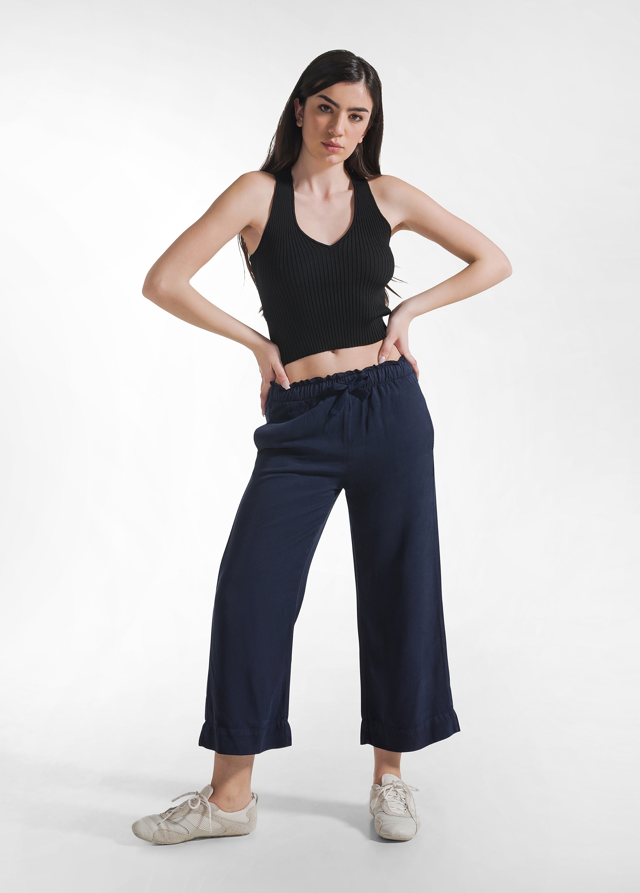 deha-pantaloni-crop-in-lyocell-blu image 1