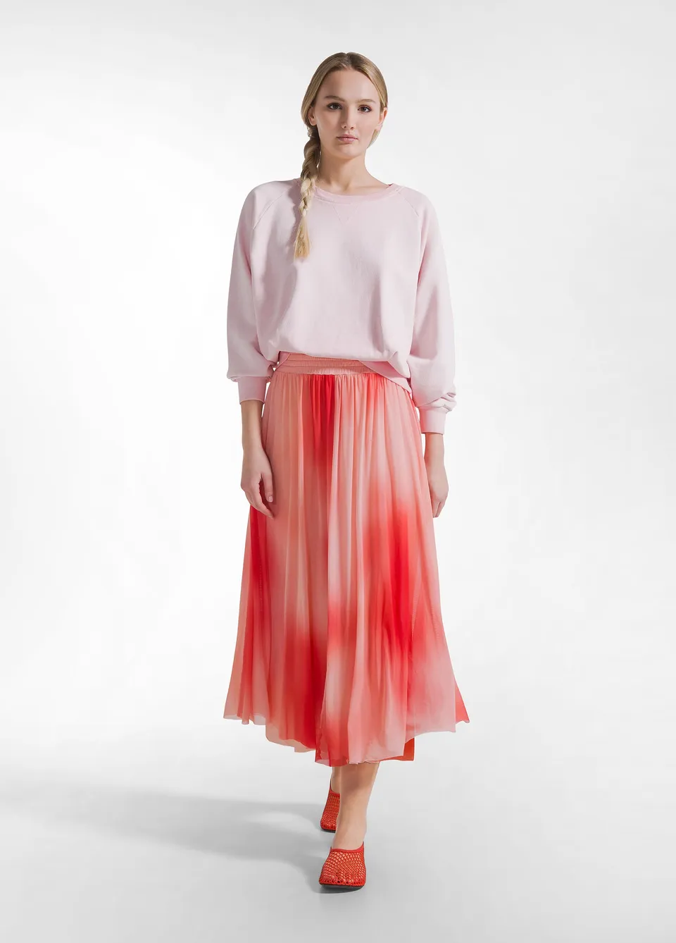 deha-gonna-plissettata-in-tulle-allover-rosso image 1