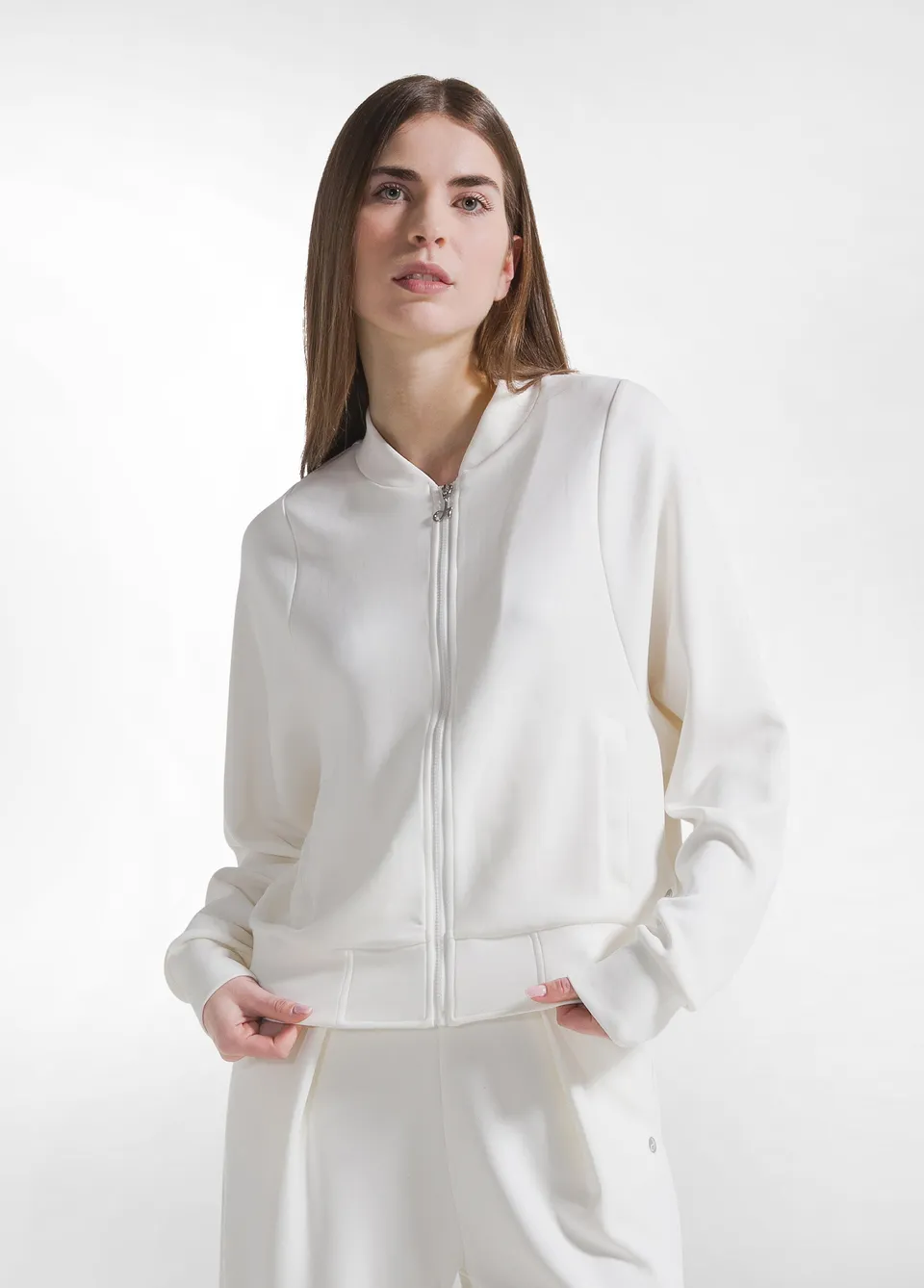 deha-bomber-full-zip-in-modal-soft-touch-bianco image 1