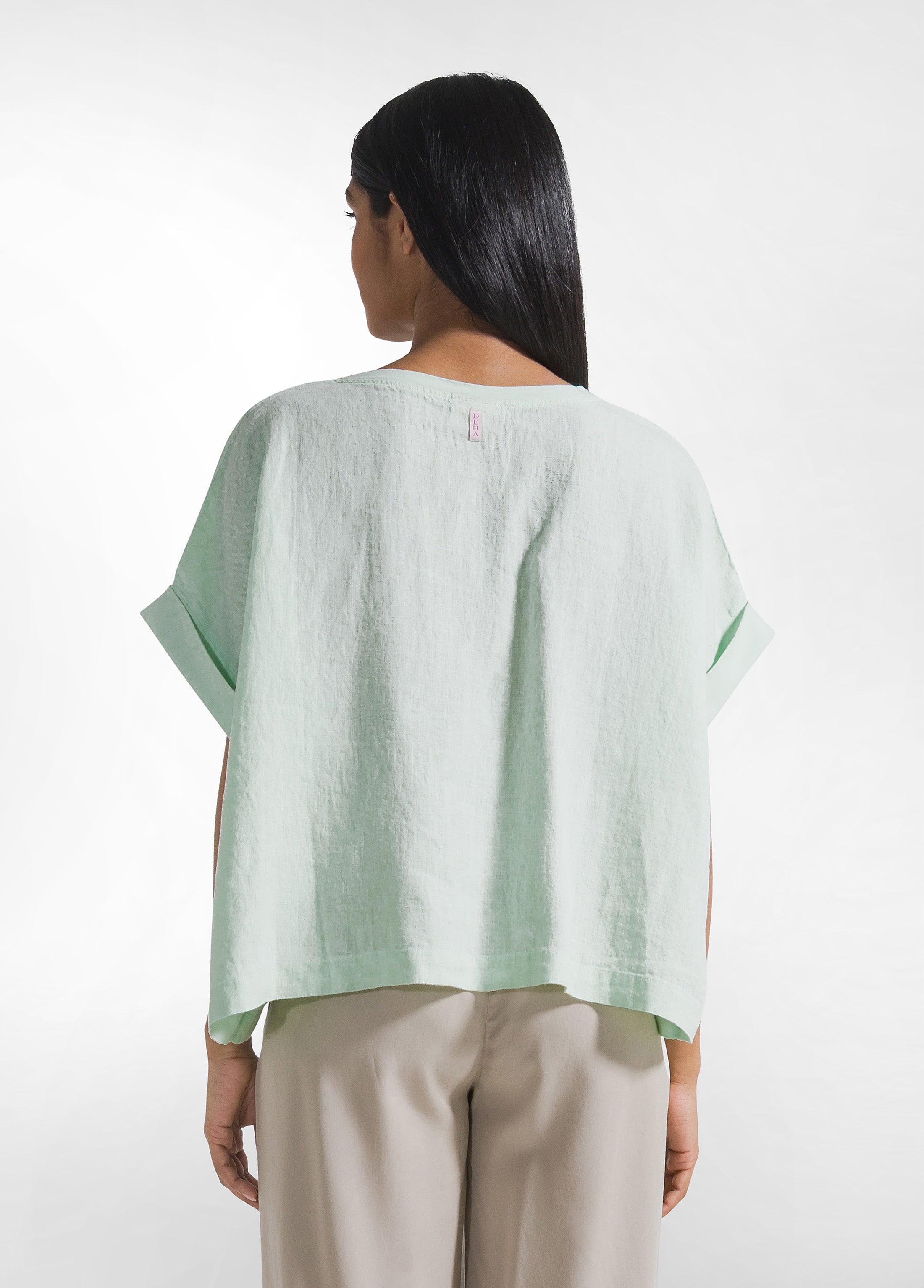 deha-d42590-top-ampio-in-lino-verde image 2