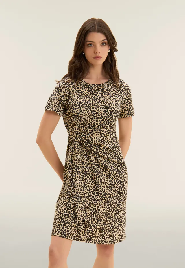 freddy-abito-animalier-jersey-nodo-laterale-sopra-ginocchio image 1
