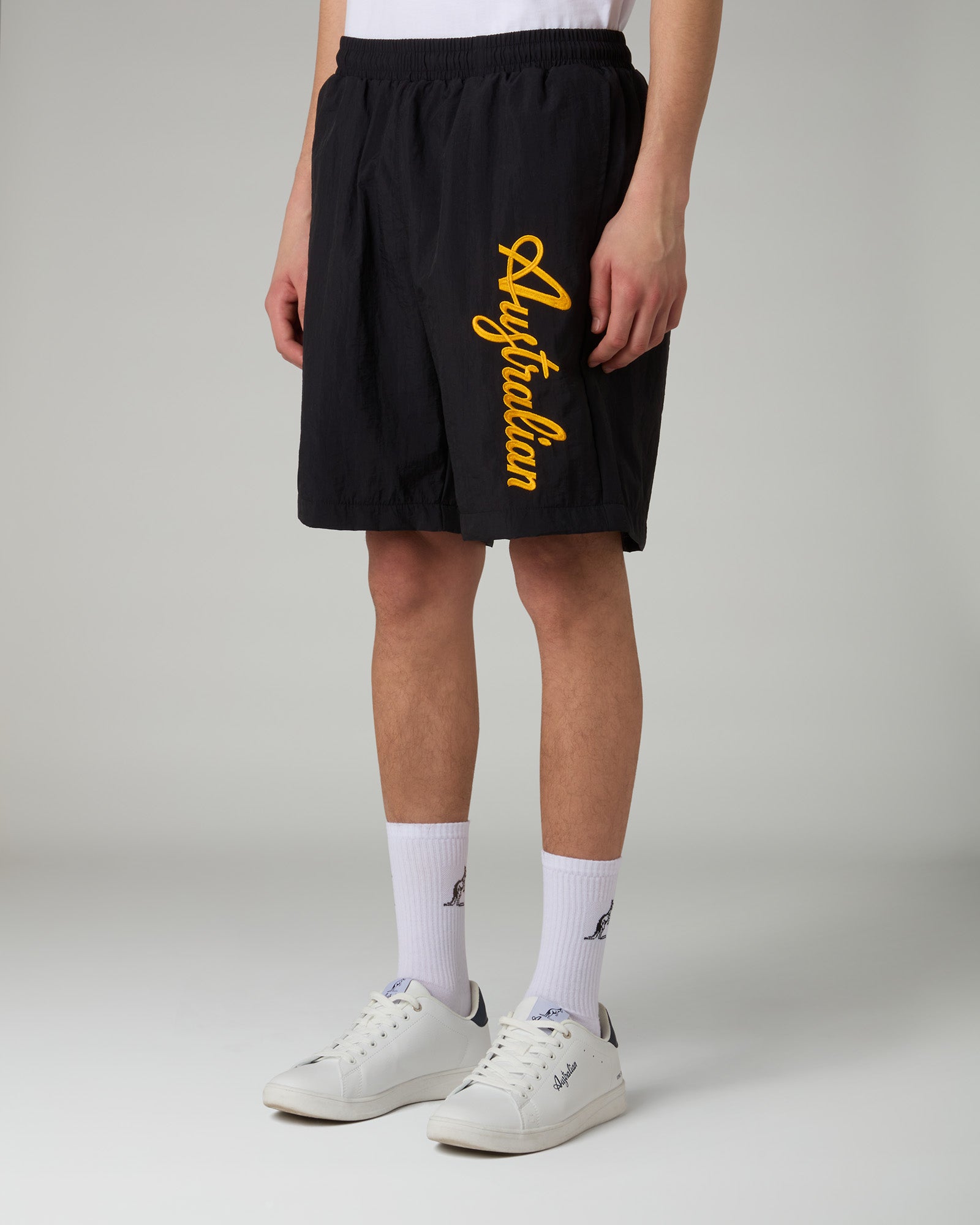 australian-embroidery-logo-short-pantaloncino-nero-retr image 1