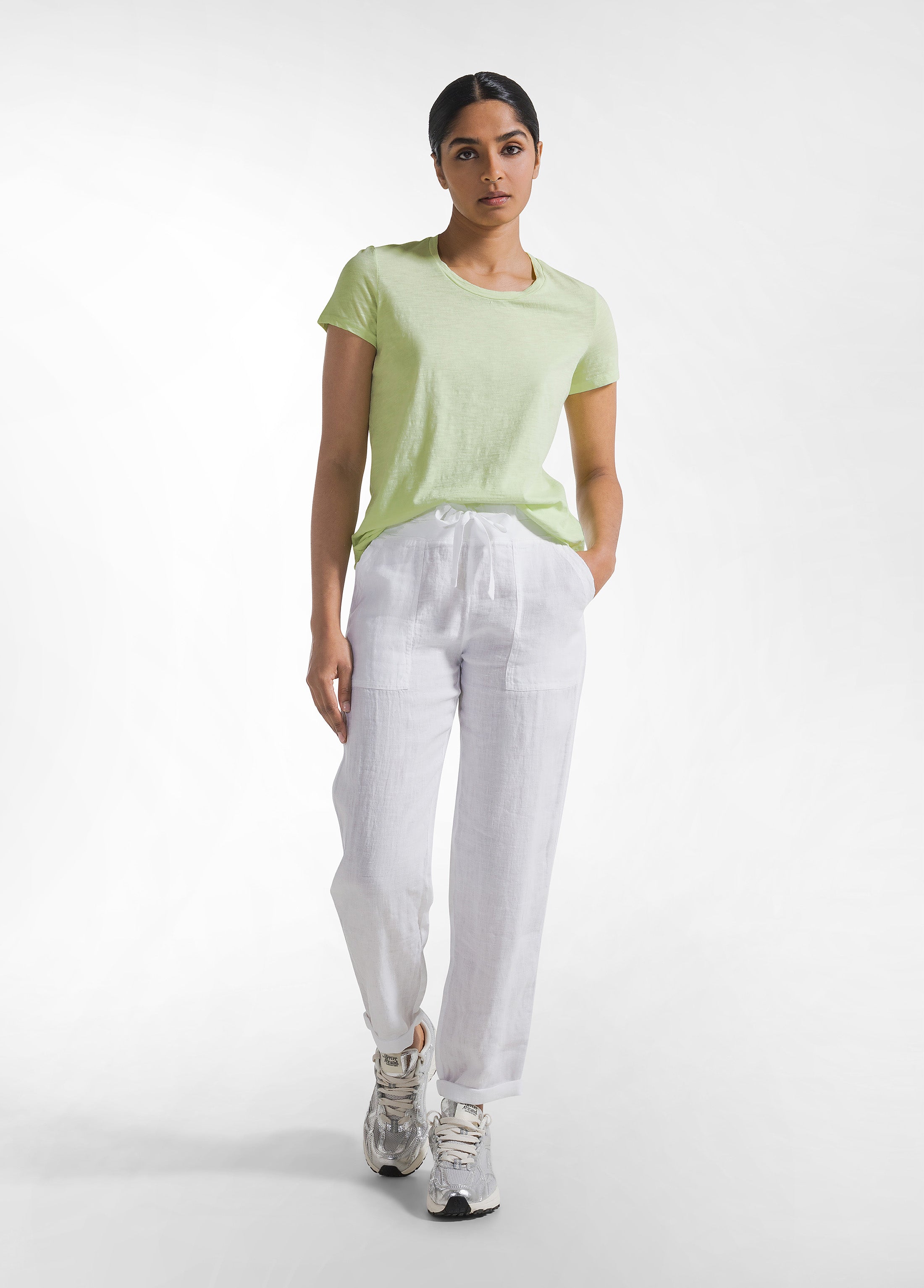 deha-d42596-pantaloni-in-lino-bianco image 1