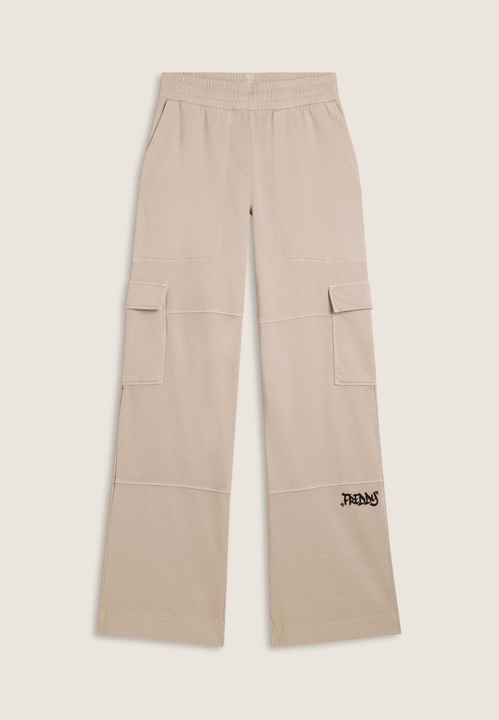 freddy-pantaloni-cargo-wide-leg-in-felpa-con-tasconi image 8