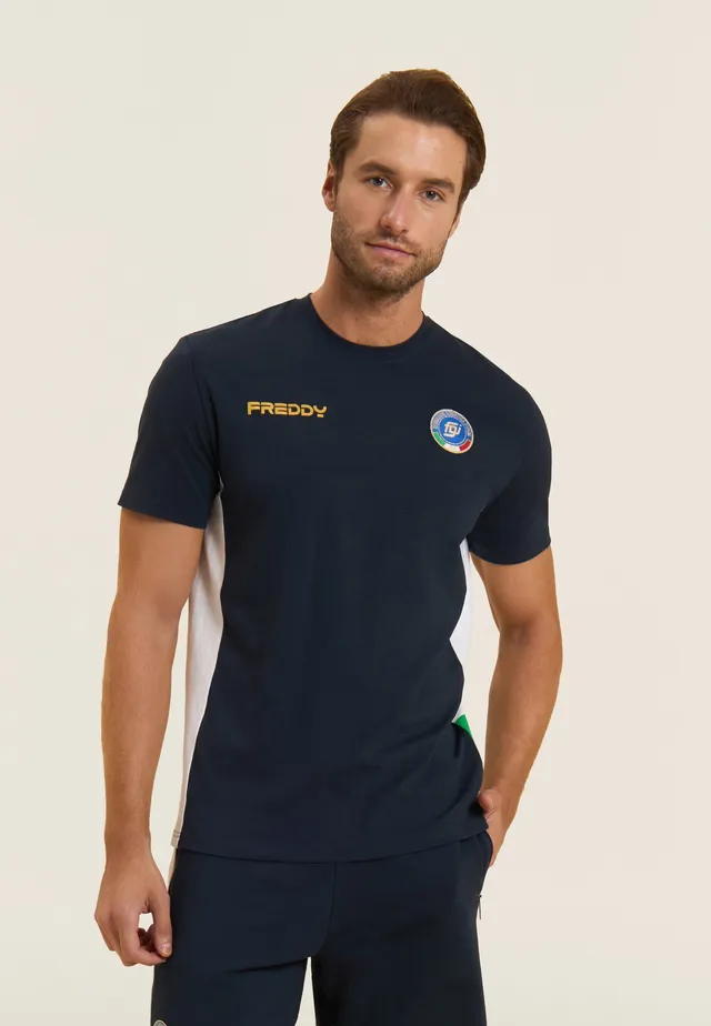 freddy-t-shirt-uomo-italia-fgi-blu-in-jersey-stretch image 1