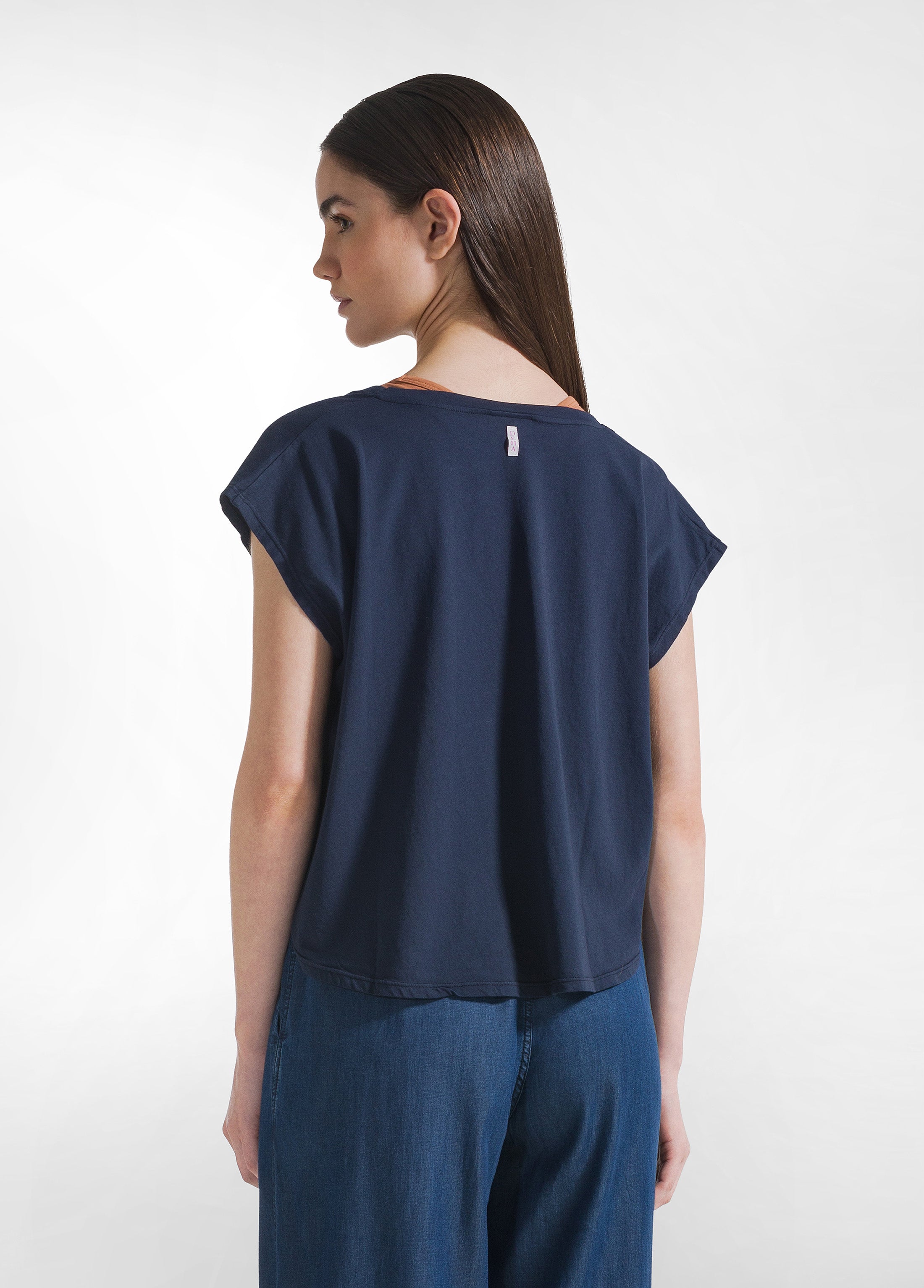 deha-t-shirt-loose-fit-in-jersey-organico-blu image 6