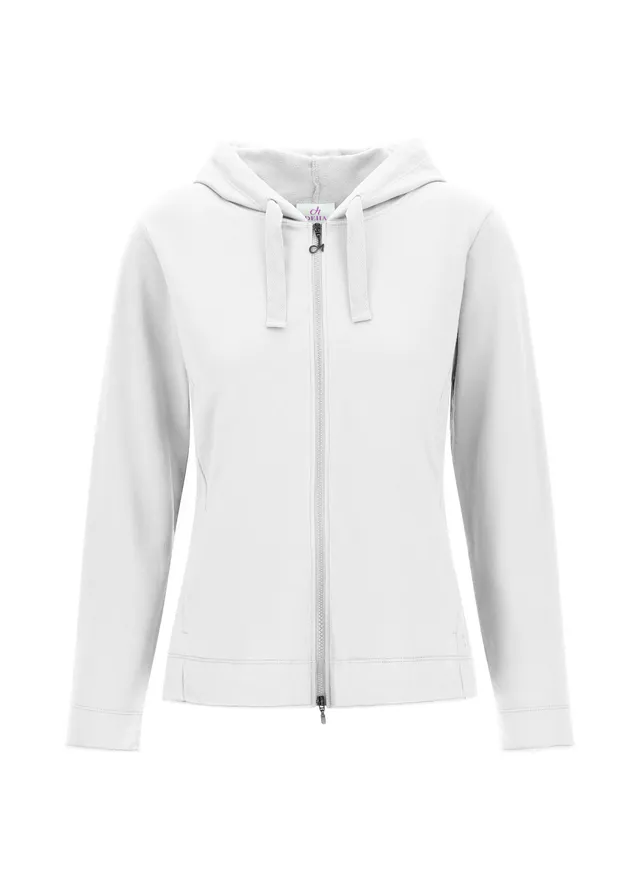 deha-felpa-core-leggera-con-zip-e-cappuccio-bianca-modello-d42520 image 1