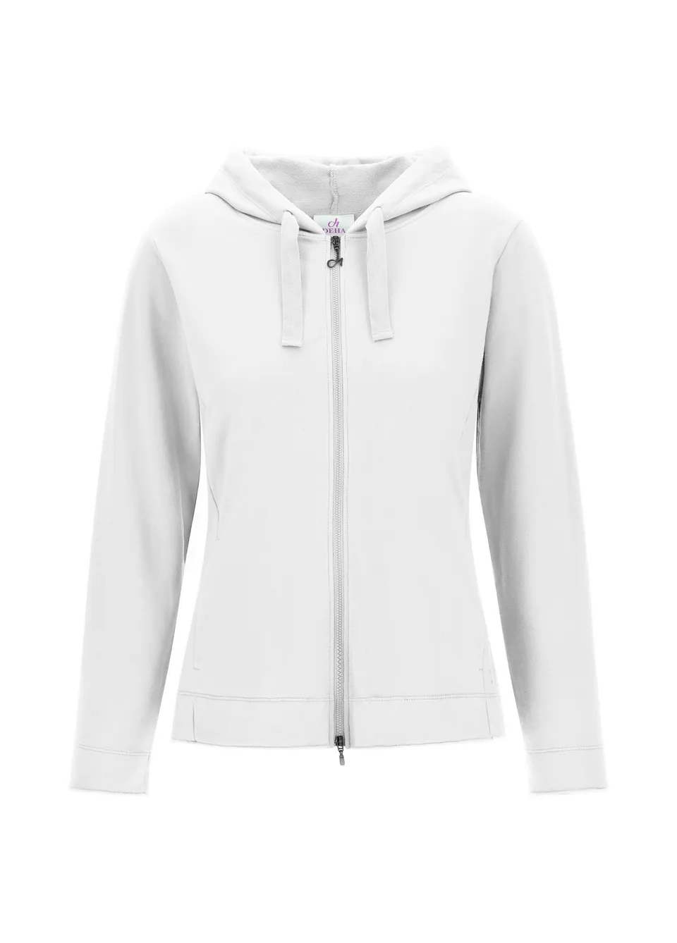 deha-felpa-core-leggera-con-zip-e-cappuccio-bianca-modello-d42520 image 1