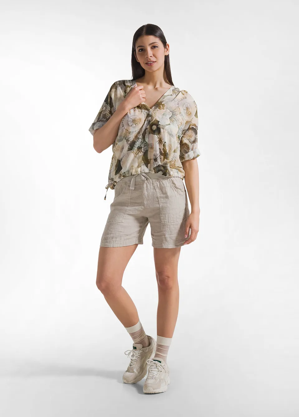 deha-d42595-shorts-in-lino-beige-naturale image 1