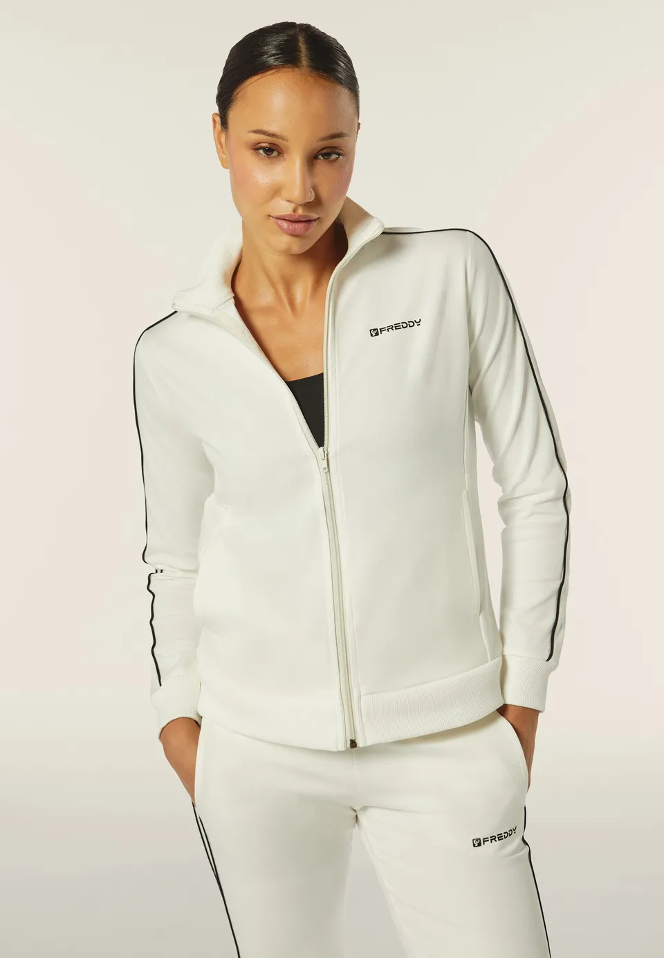 freddy-felpa-regular-fit-collo-alto-zip-bordature-a-contrasto image 1