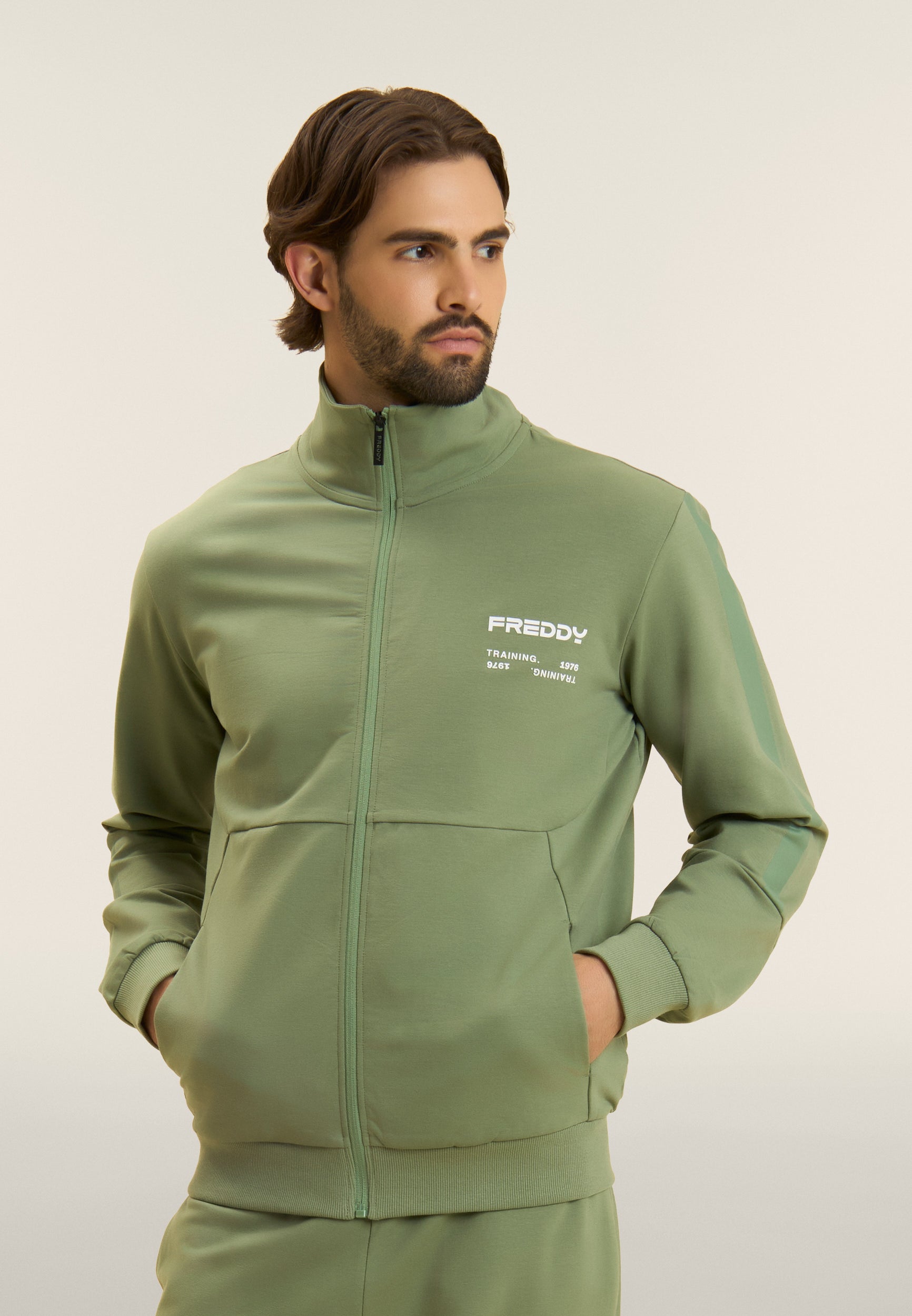 freddy-felpa-uomo-full-zip-con-cappuccio-dettagli-tono-su-tono image 1